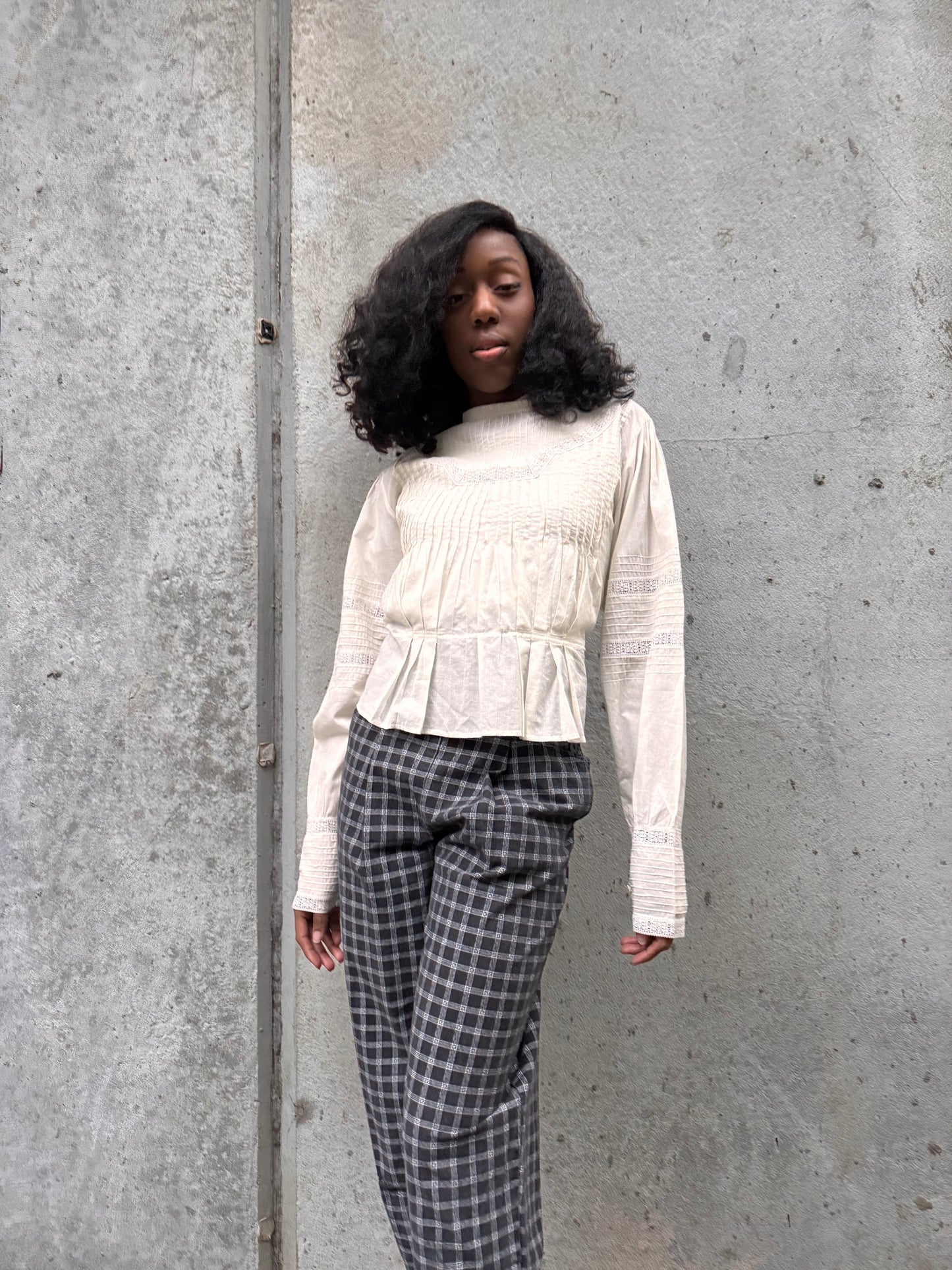 1980s Does Edwardian White Pintuck Blouse