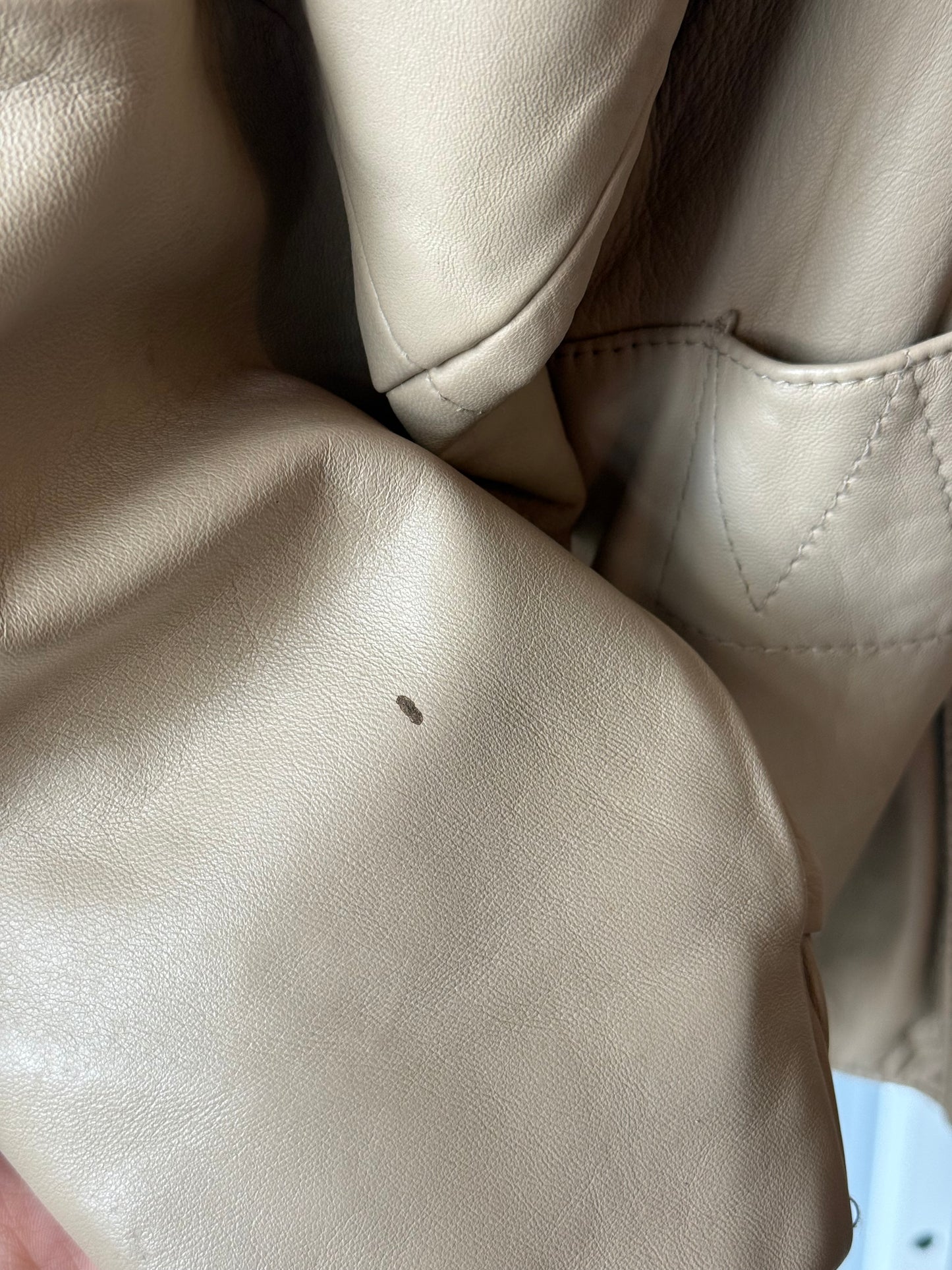 1980s Cream Leather Paneled Bomber Jacket