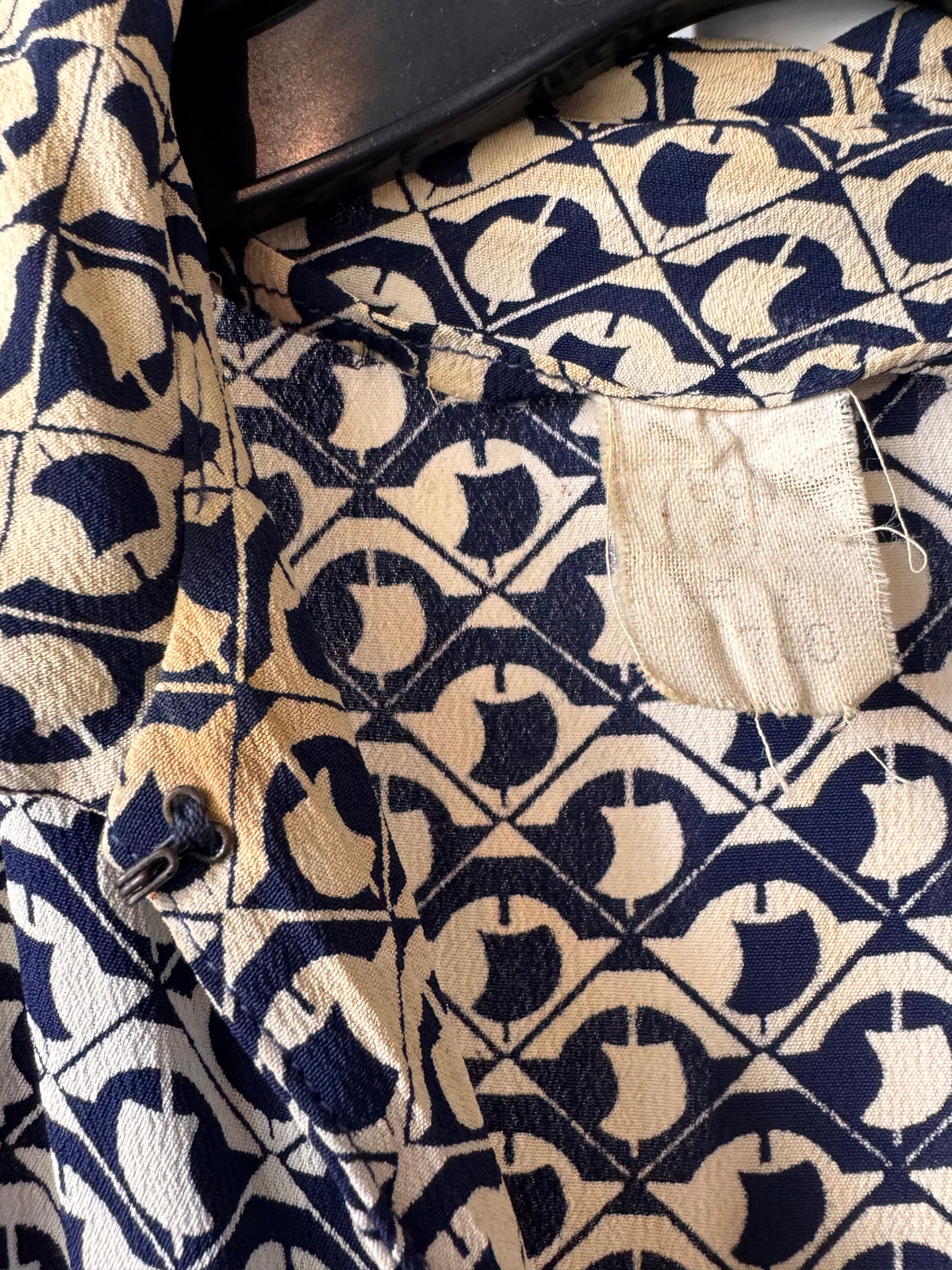 1940s Navy Blue & White Geometric Pattern Dress Set