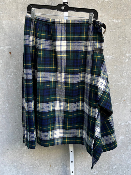 Green & Blue Tartan Kilted Skirt