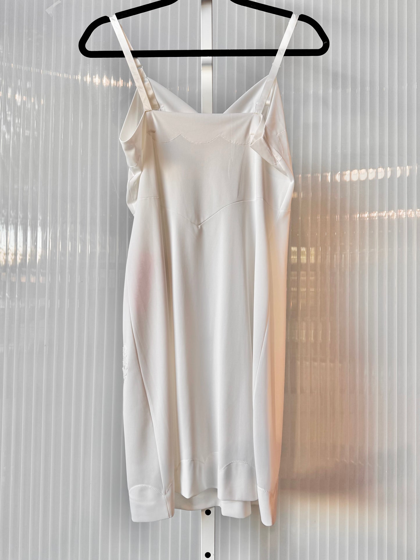 1970s Deadstock NWT White Embroidered Slip