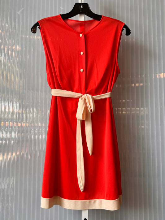 1960s Tangerine & Cream Minidress Nightgown