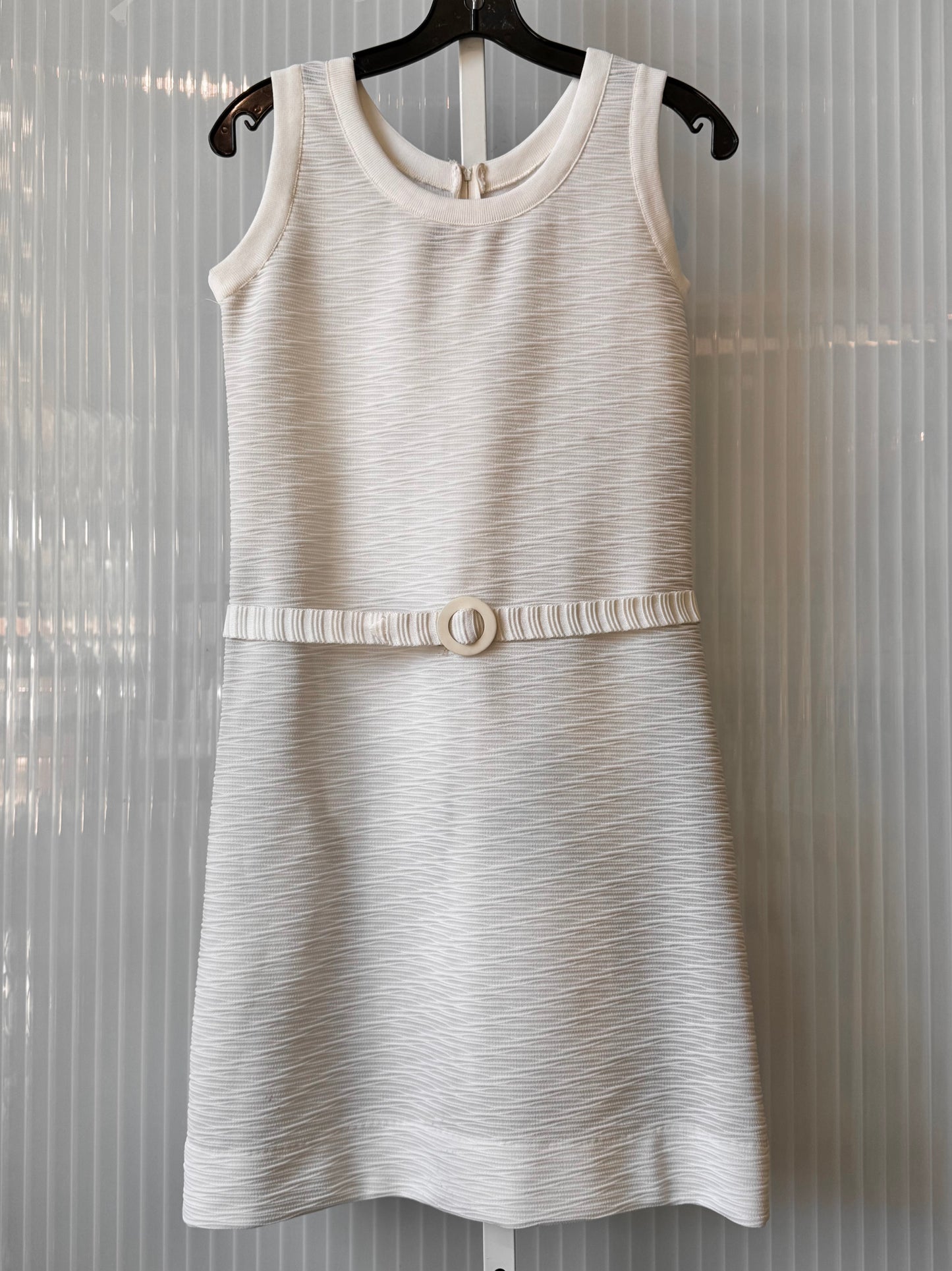 1960s White Textured Shift Dress