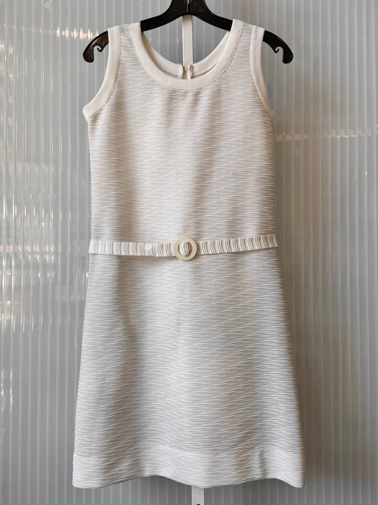 1960s White Textured Shift Dress