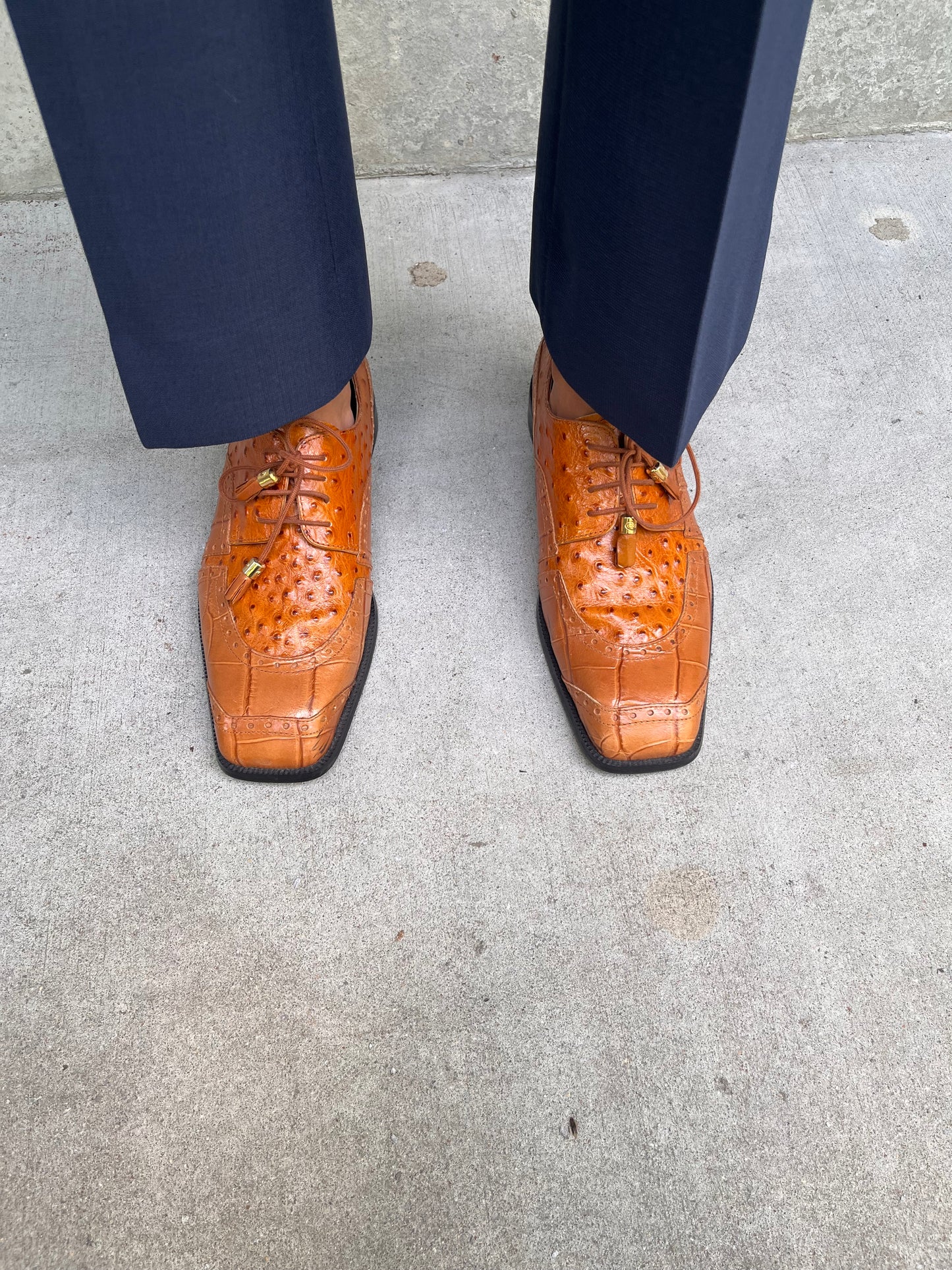 Georgio Brutini Brown Ostrich Leather Dress Shoes