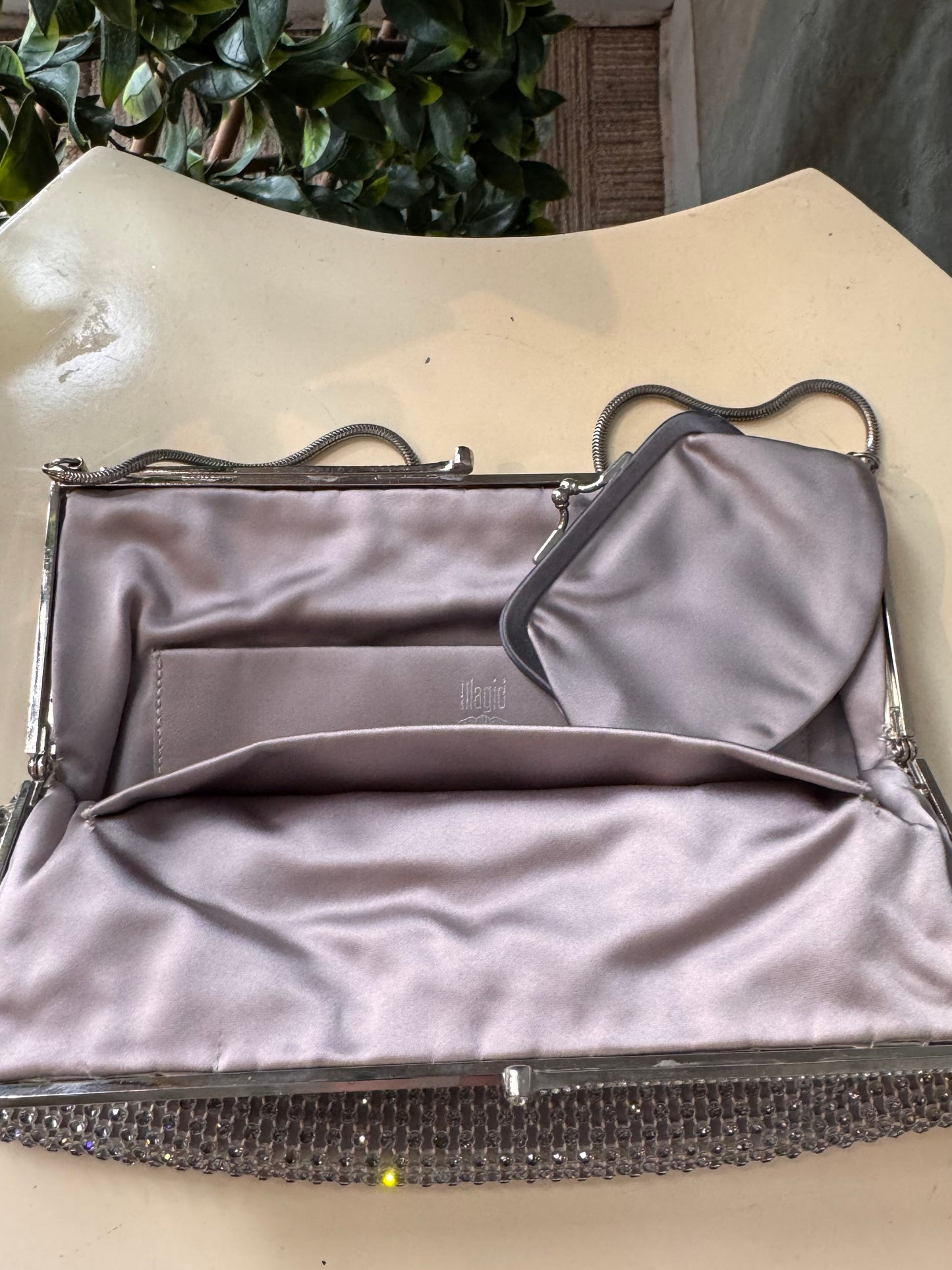 1980s Silver Rhinestone Mesh Purse
