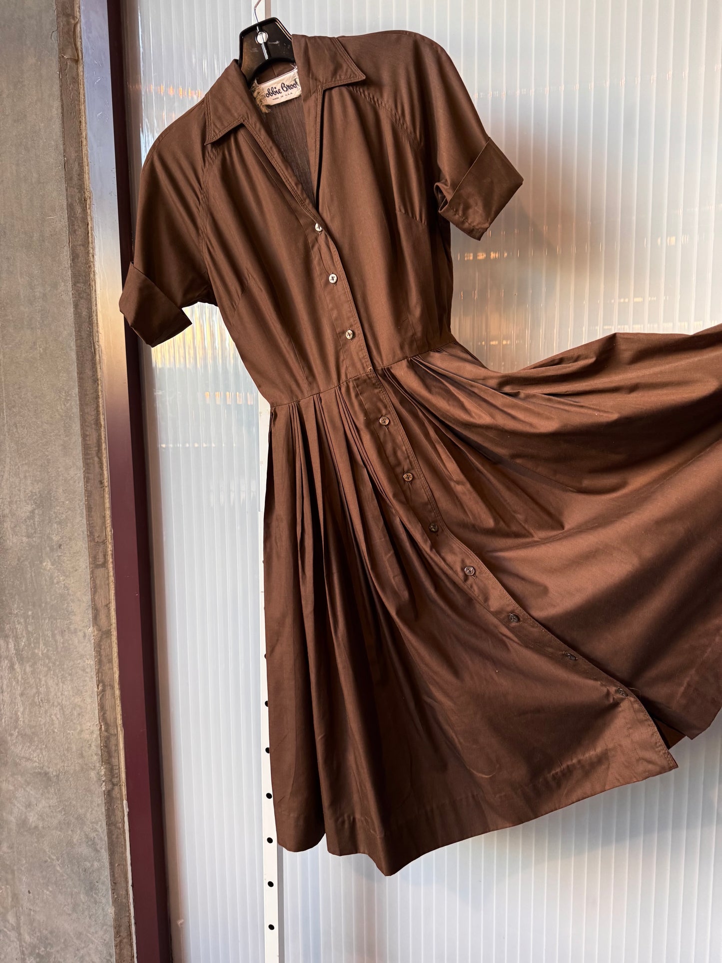 1960s Bobbie Brooks Brown Shirtwaist Dress