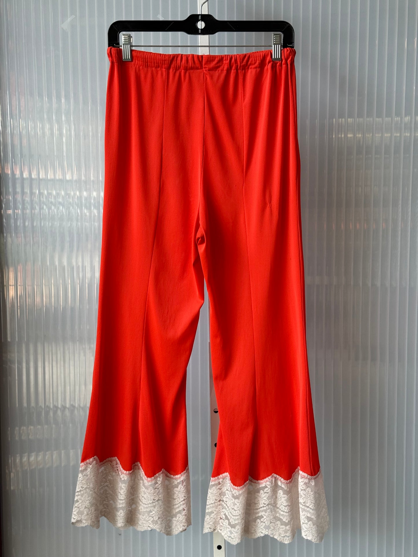 1960s Red-Orange 2-Piece Lacy Pajama Set