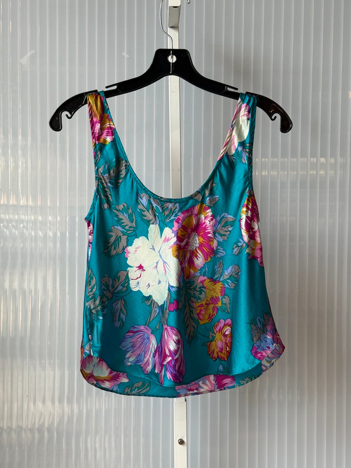 1990s Victoria’s Secret Gold Label Teal Floral Silk 2-Piece Pajama Set