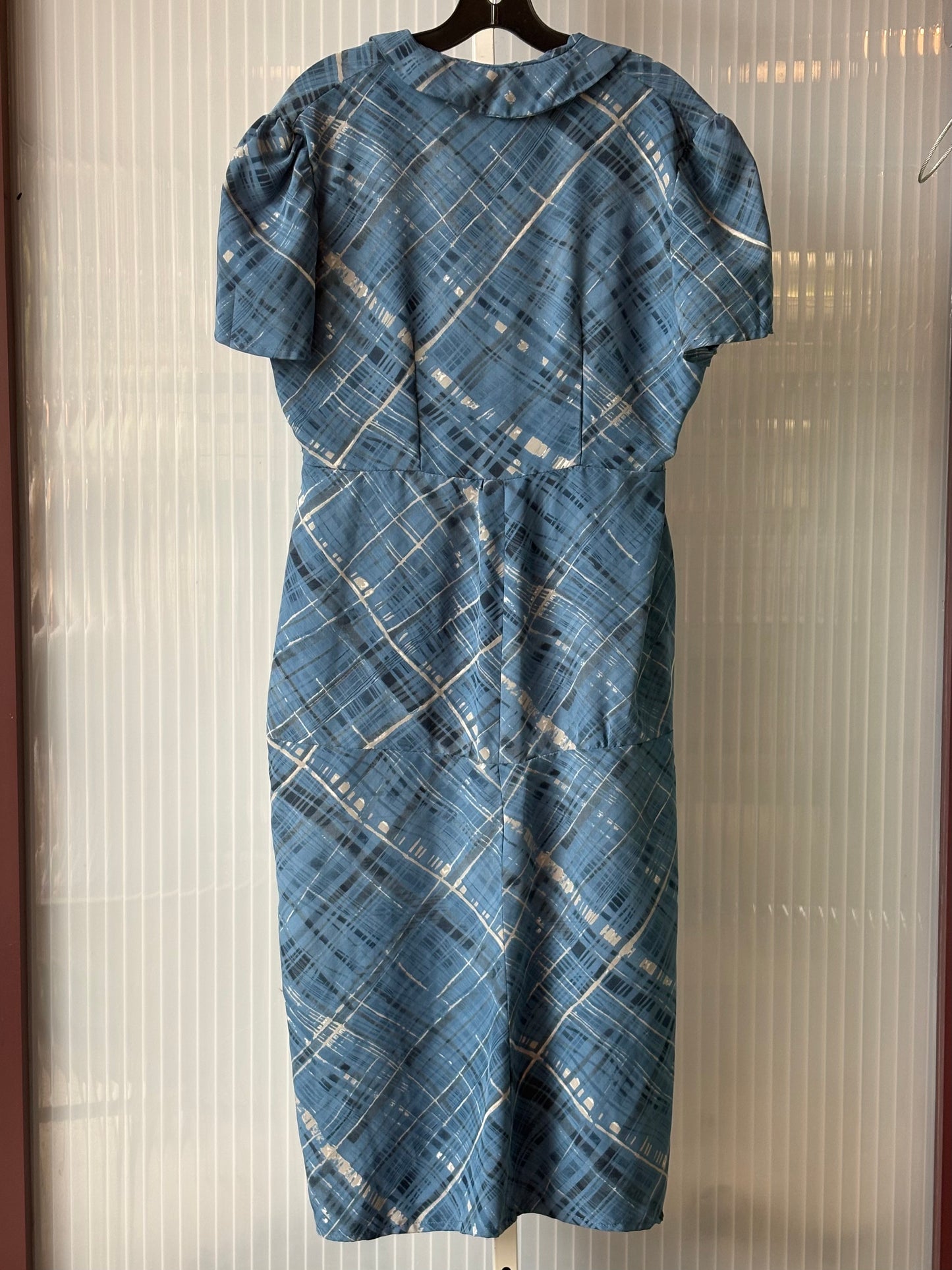 1960s Blue Plaid Shirtwaist Dress