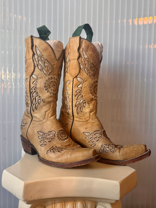 Light Brown Leather Western Boots