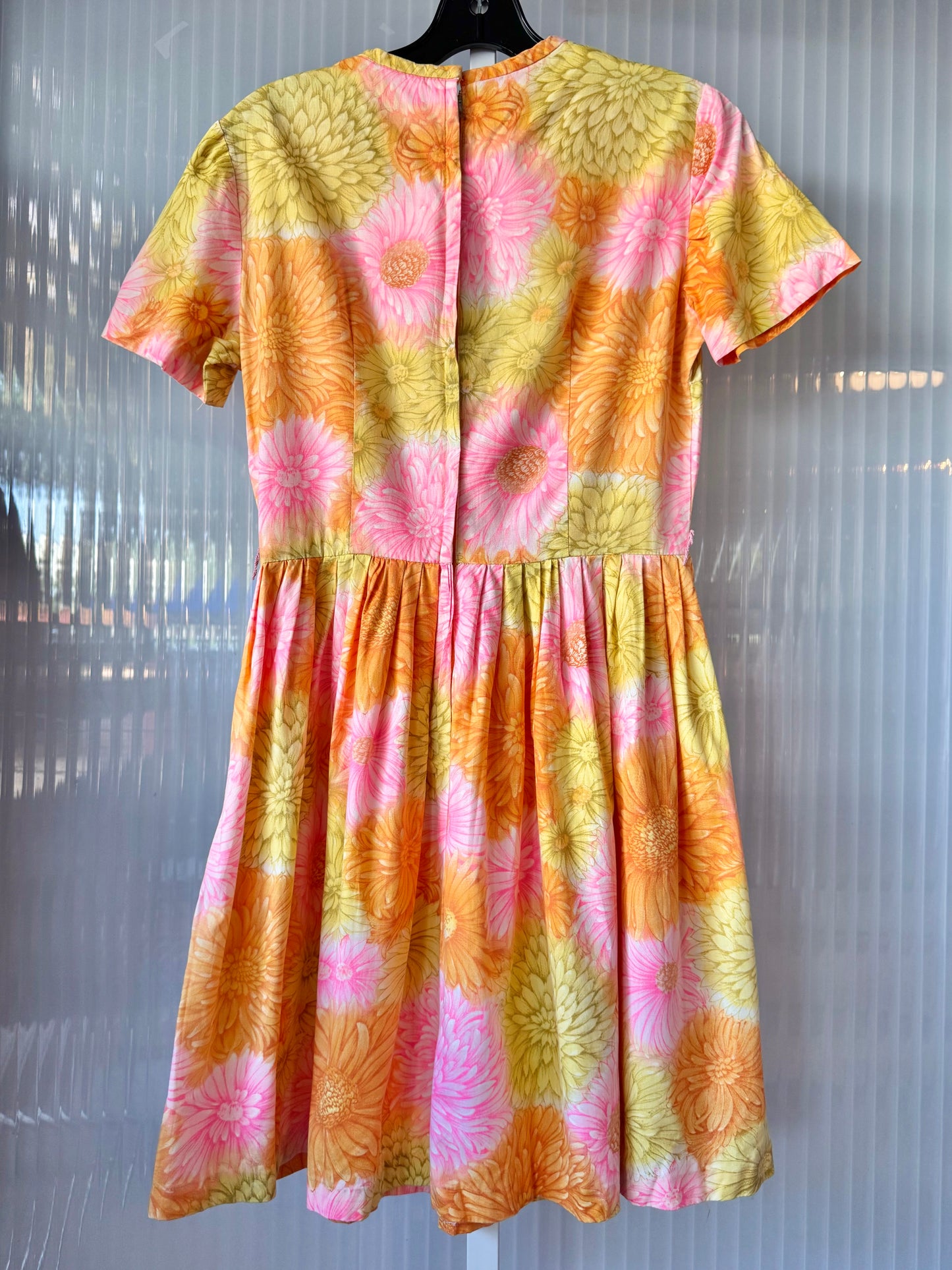 1950s Pink Orange & Lime Floral Dress