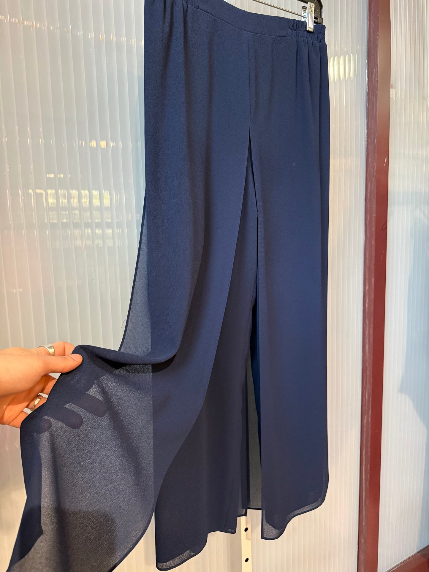 Y2K Navy Beaded Top & Layered Pants Set