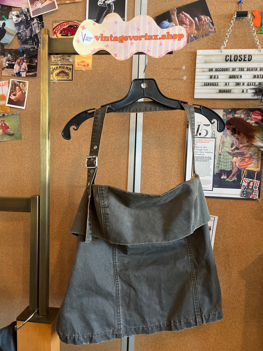 2000s Brown Denim Halter Top