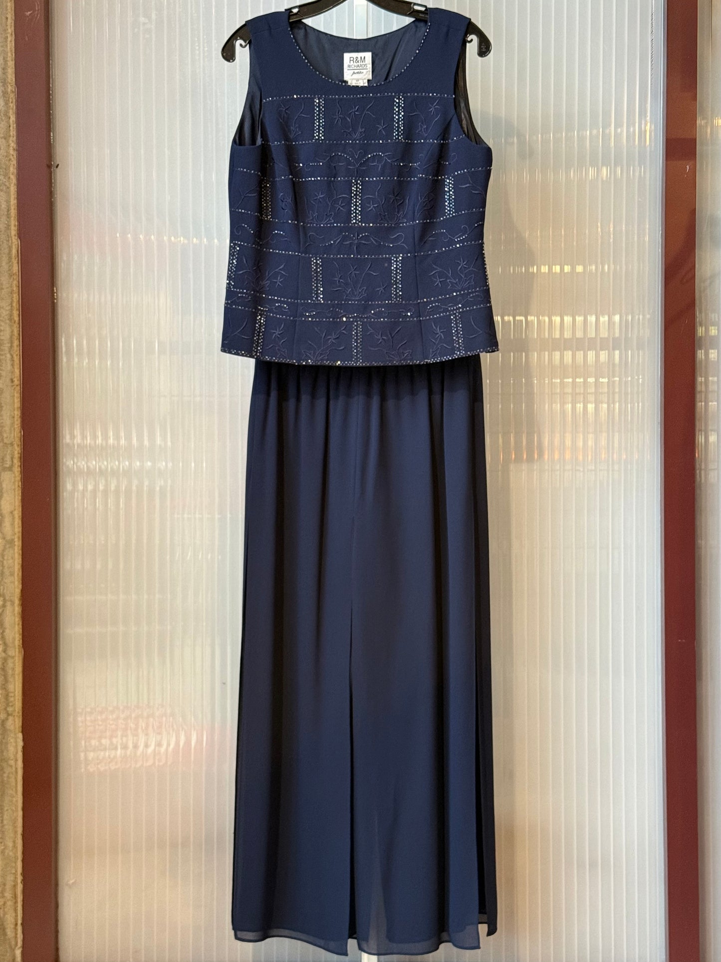 Y2K Navy Beaded Top & Layered Pants Set