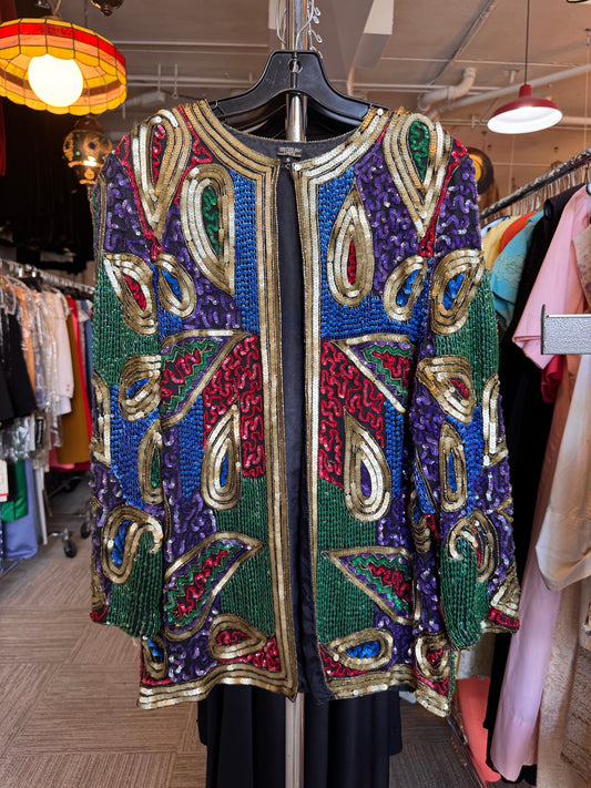1980s Silk & Sequin Cardigan