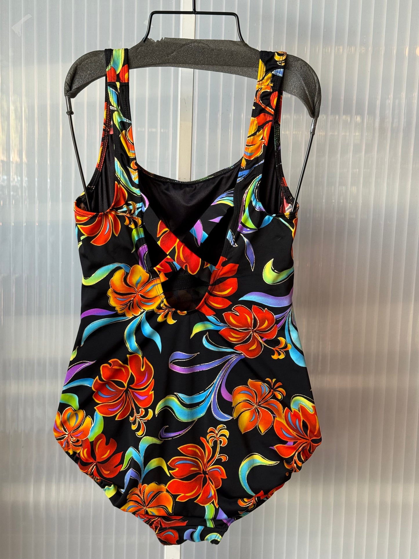 1980s/90s Black Floral One-Piece Swimsuit