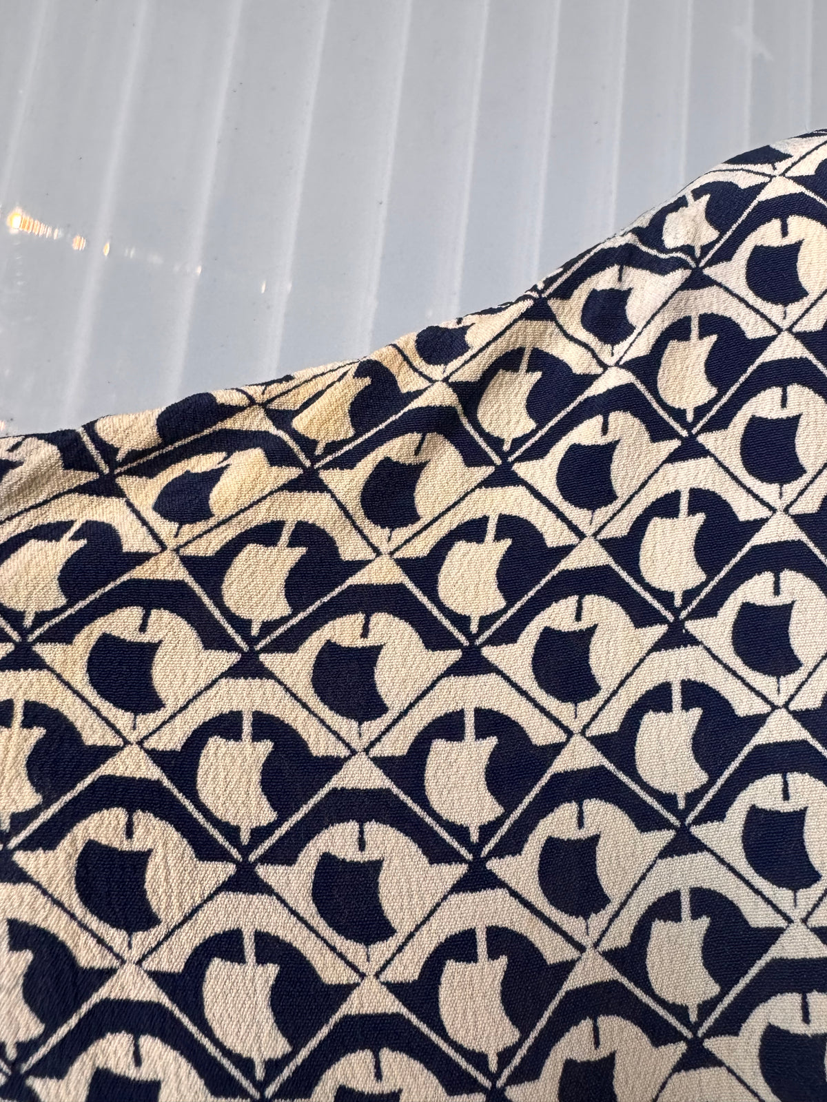 1940s Navy Blue & White Geometric Pattern Dress Set