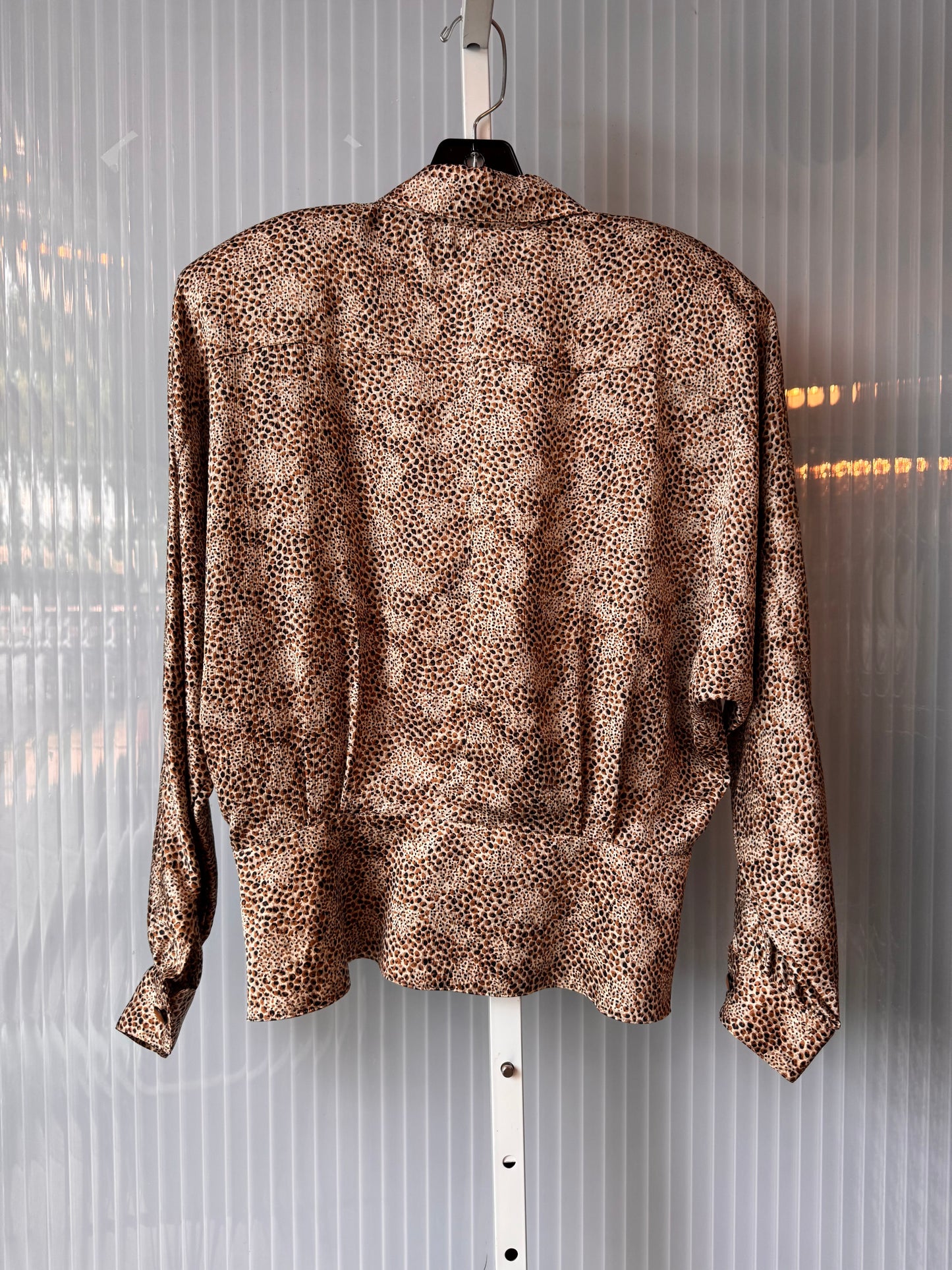 1980s Leopard Print Collared Business Blouse