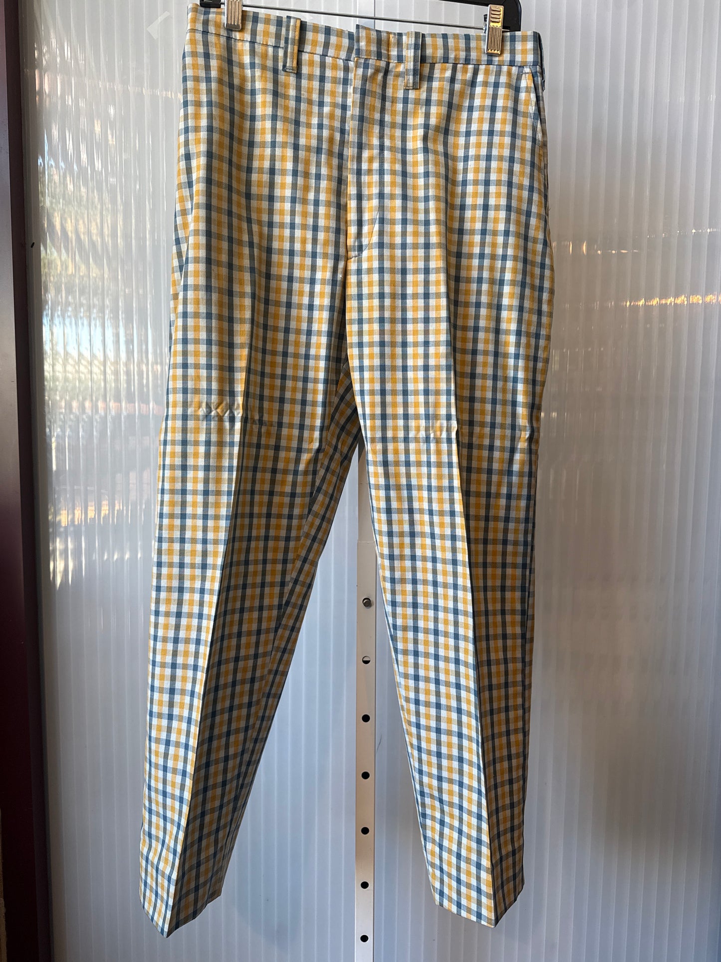 1970s Blue and Yellow Gingham Pants