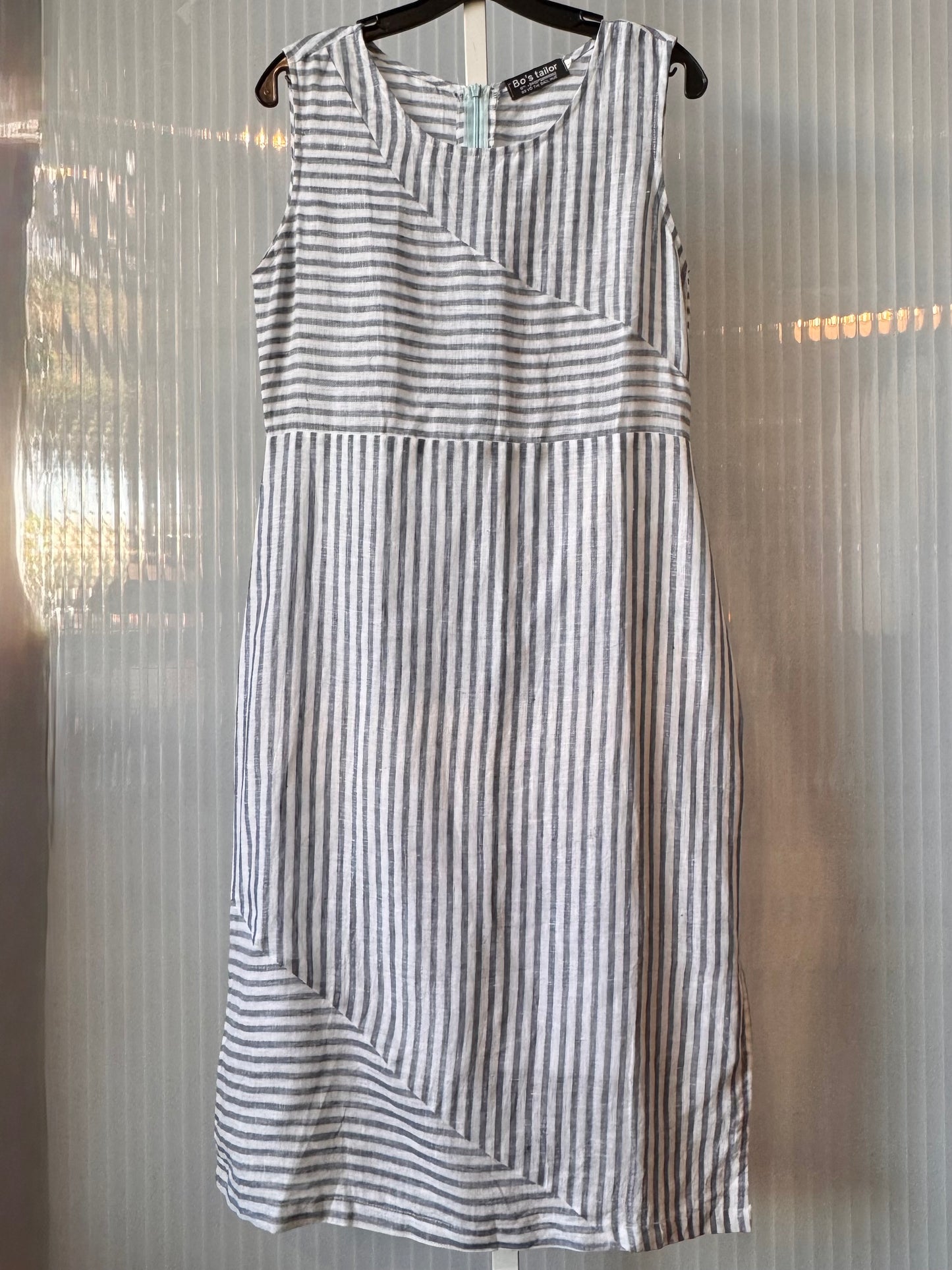 1990s Blue & White Seersucker Dress