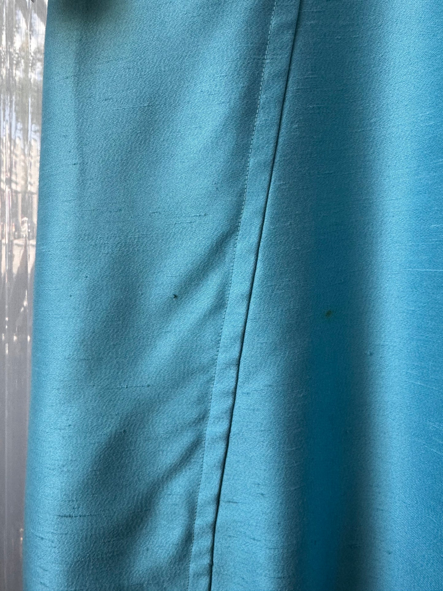 1960s Blue Formal Dress with Silver & Pearl Accents