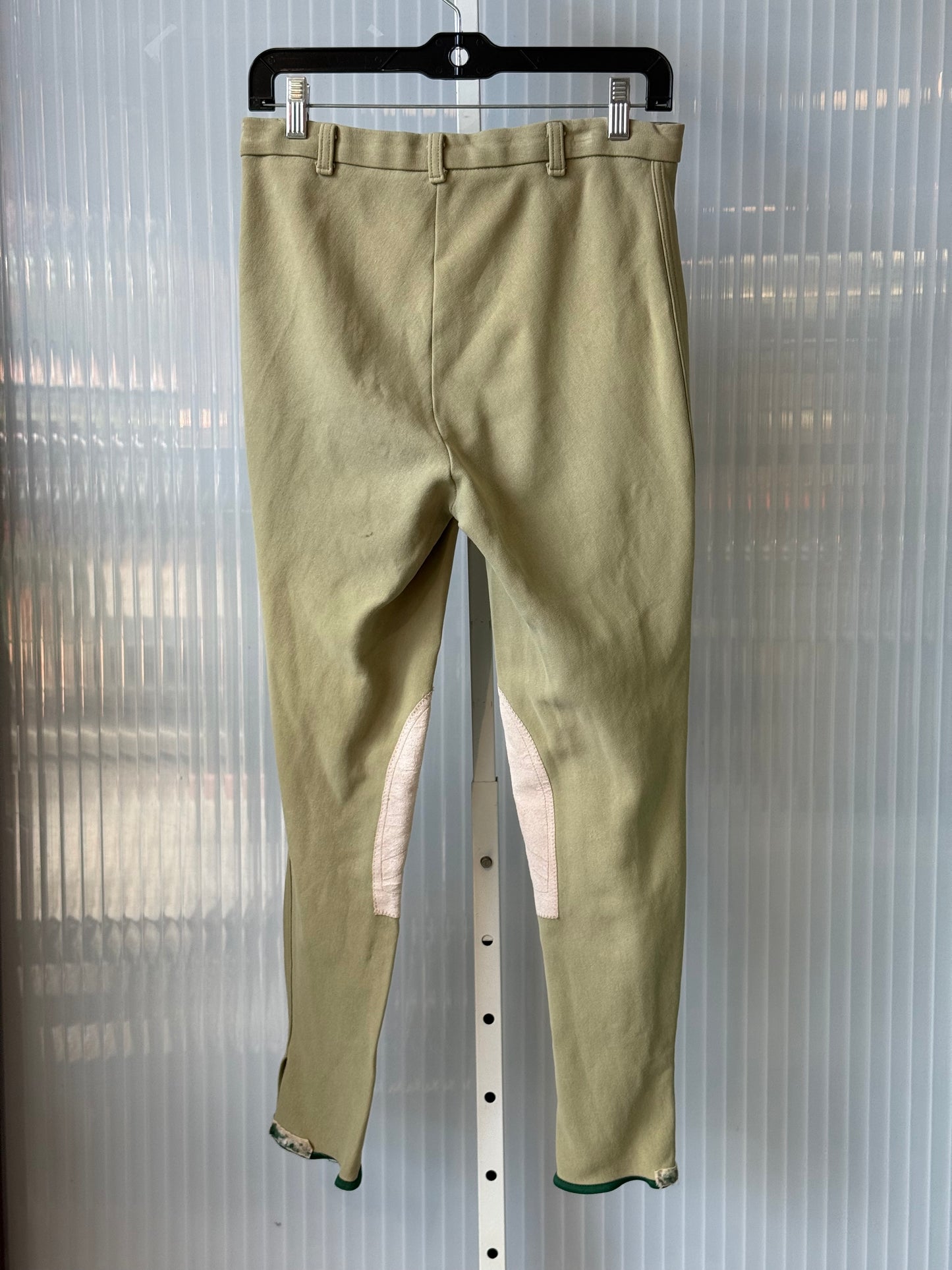 Olive Green Riding Breeches Pants w/ Suede Patches