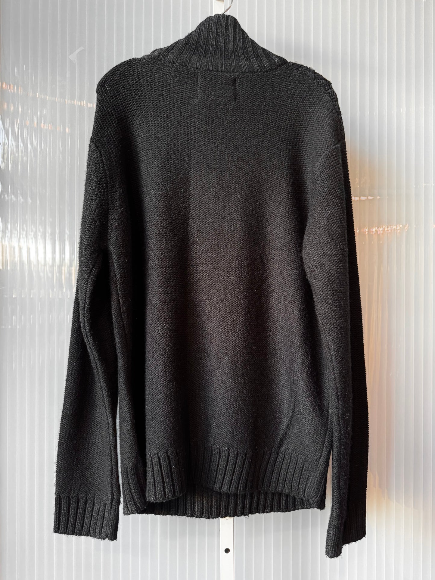 Black Cable Knit Funnel Neck Sweater