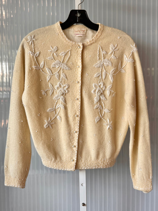 1950s Beaded Cream Sweater