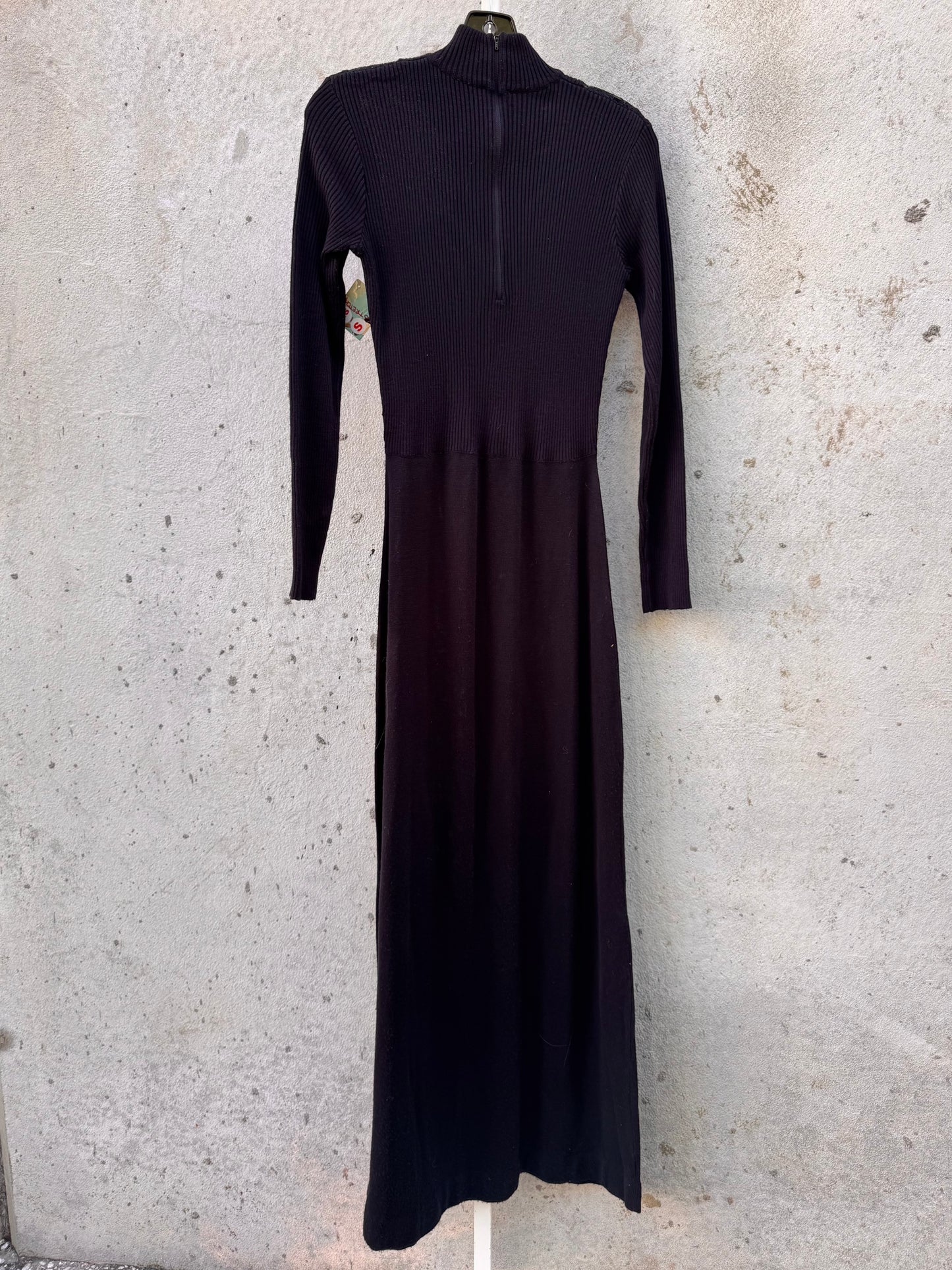 Black Sweater Dress with Sheer Lace Cutouts