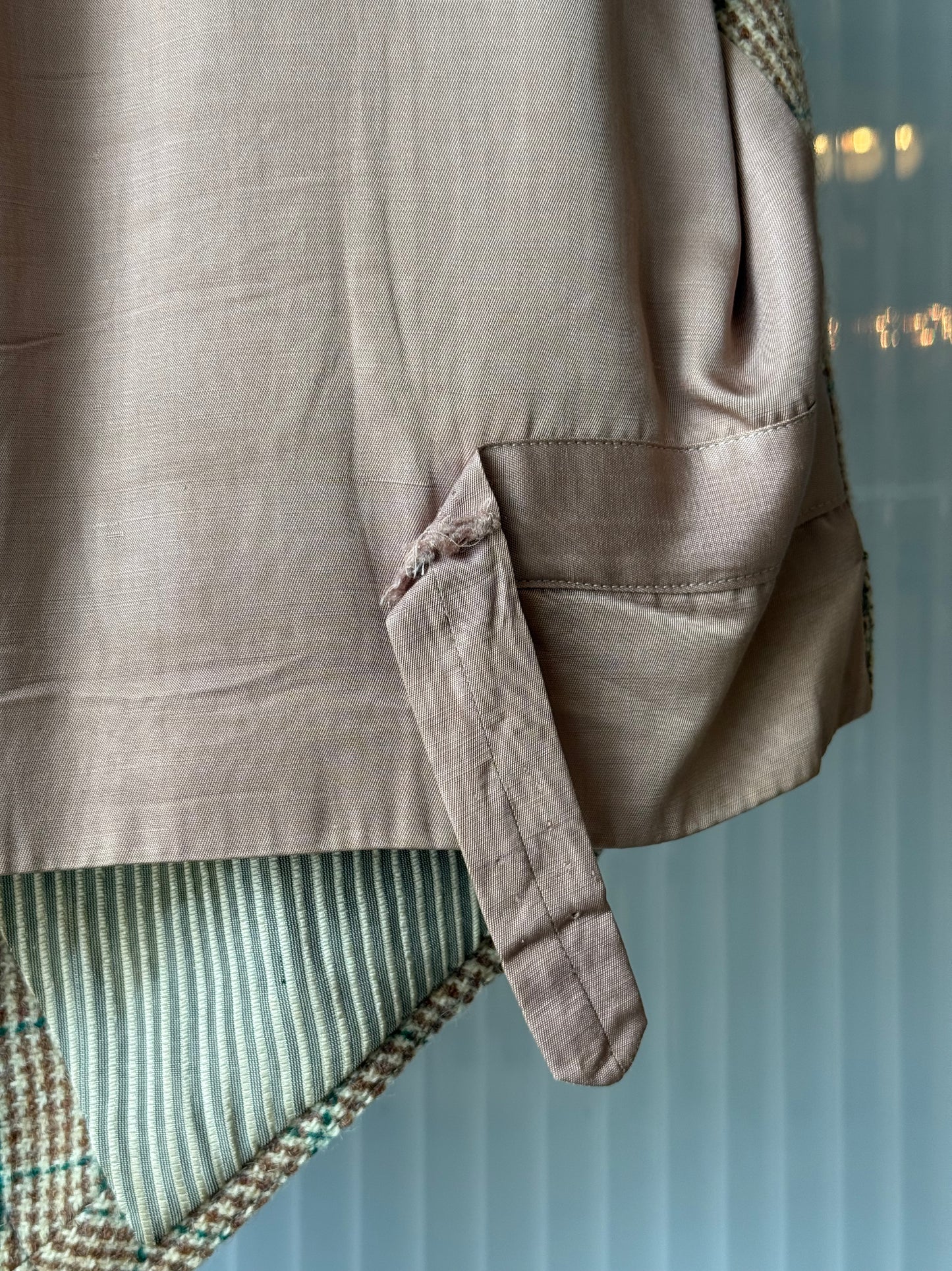1970s Cream & Green Wool Tweed Suit Set