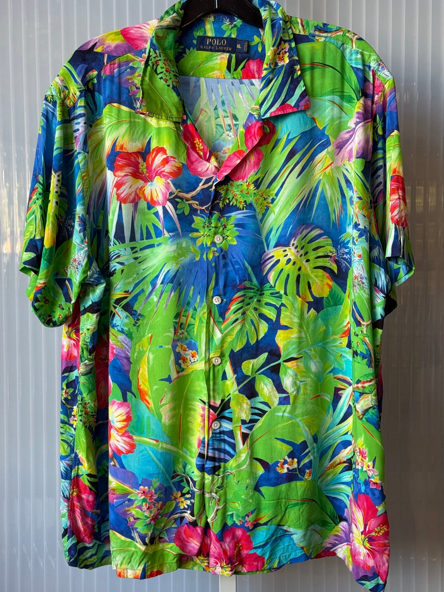 2000s Polo Hawaiian Jungle Print Collared Shirt