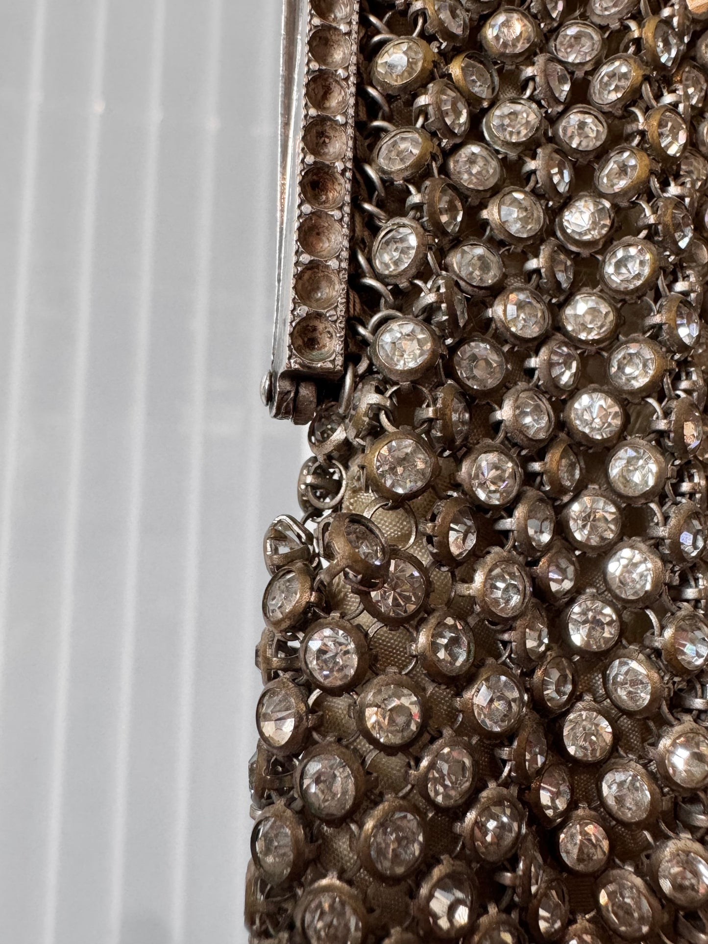 1920s Silver Rhinestone Mesh Purse