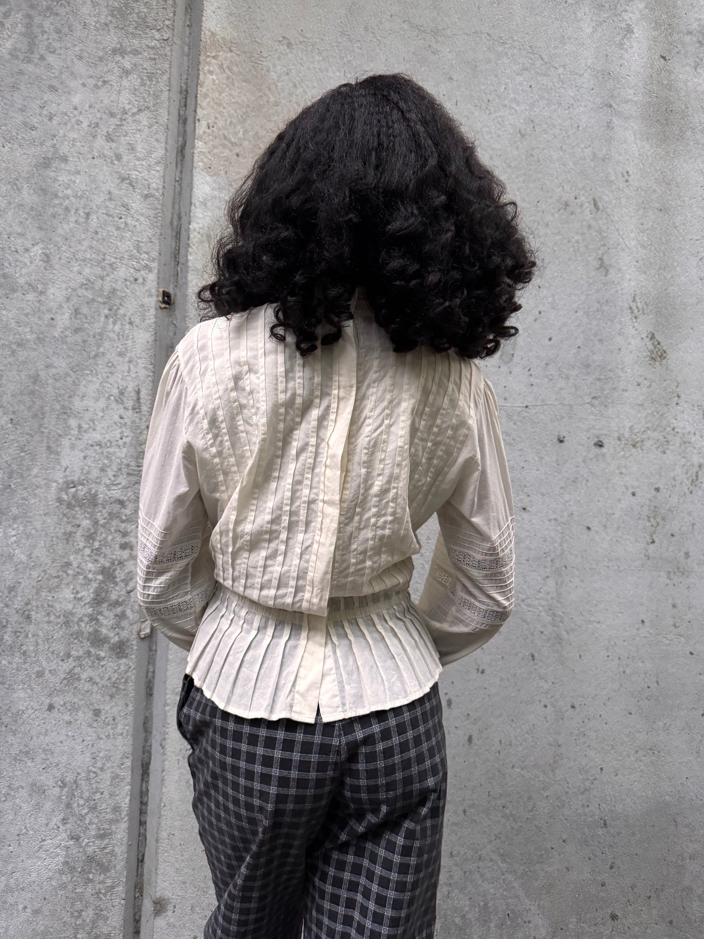 1980s Does Edwardian White Pintuck Blouse
