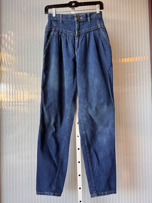 1980s Blue Denim High-rise Paper Bag Jeans