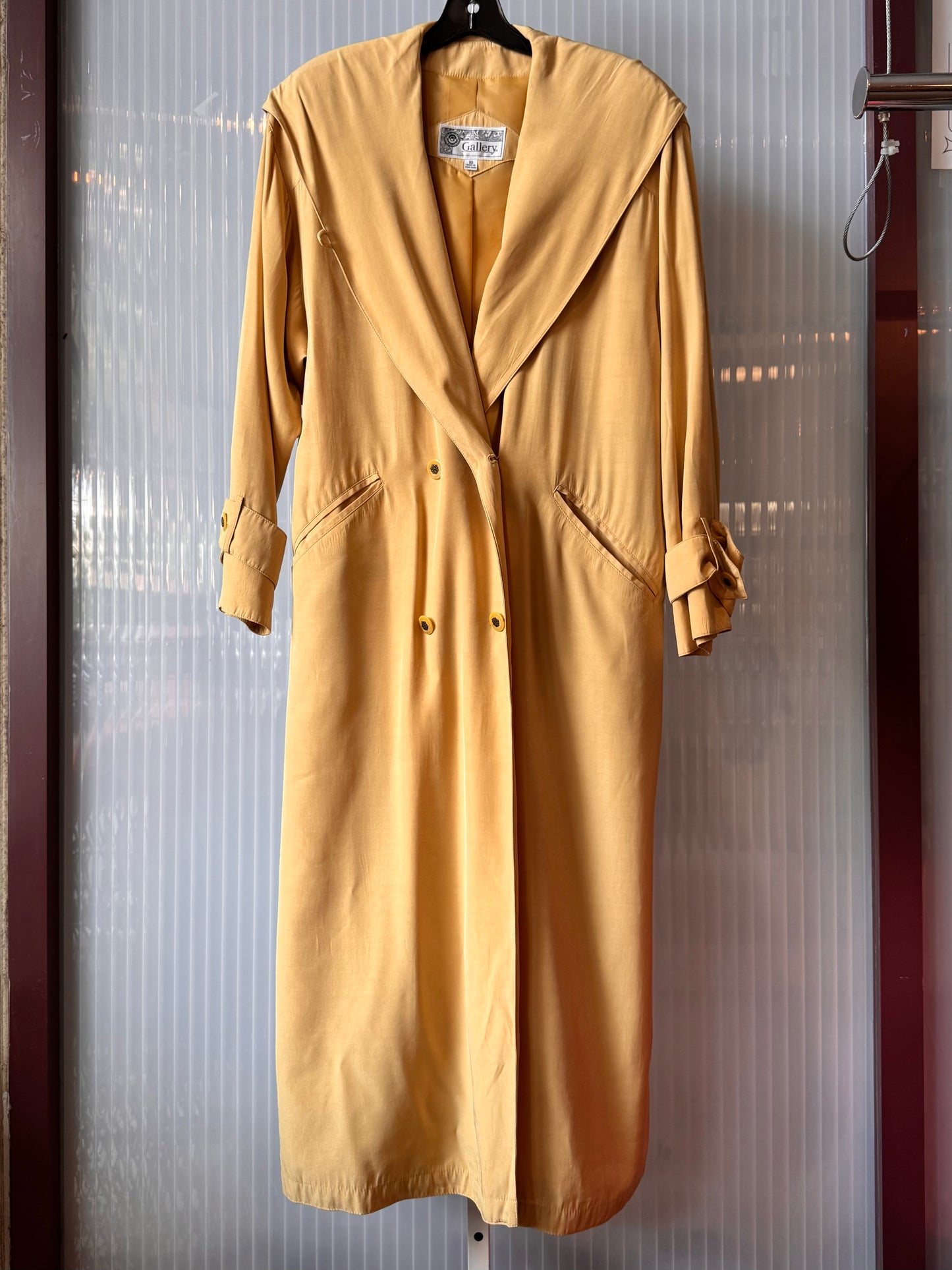 1980s Light Mustard Yellow Trench Coat