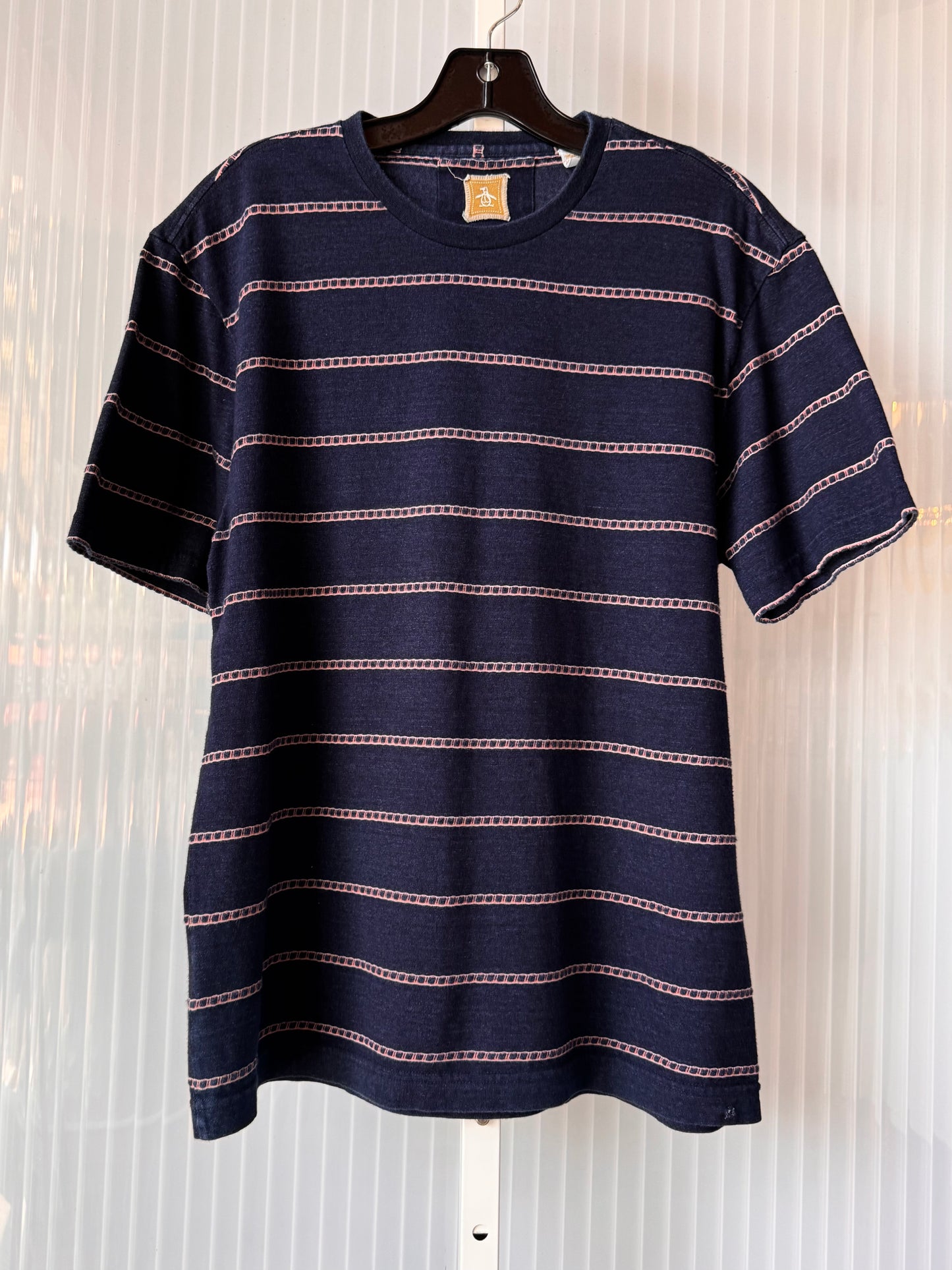 2000s does 80s Navy Chain Stripe T-Shirt