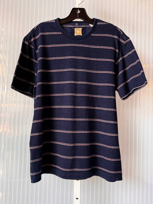 2000s does 80s Navy Chain Stripe T-Shirt
