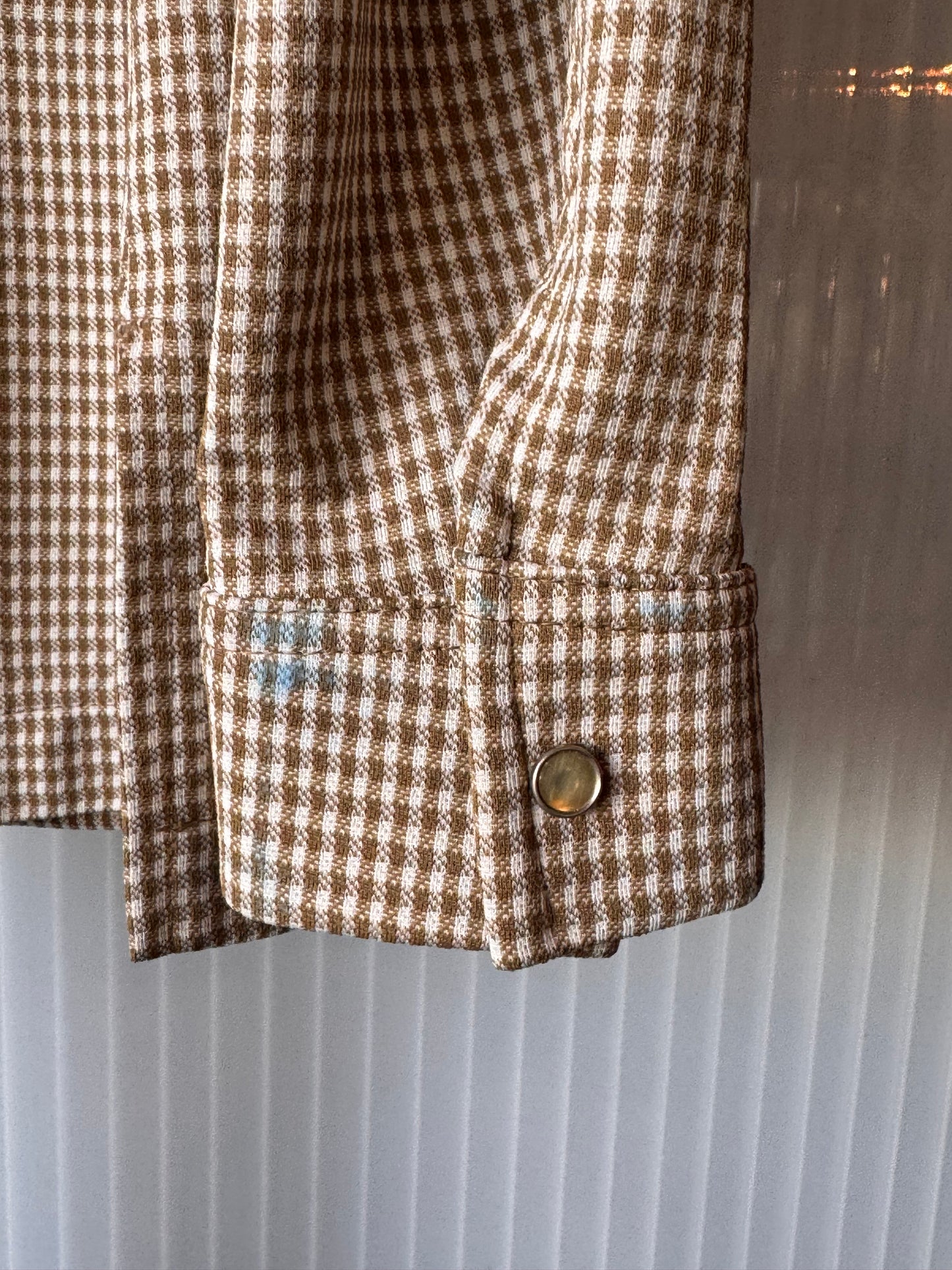 1970s Lee Cream & Tan Plaid Shacket