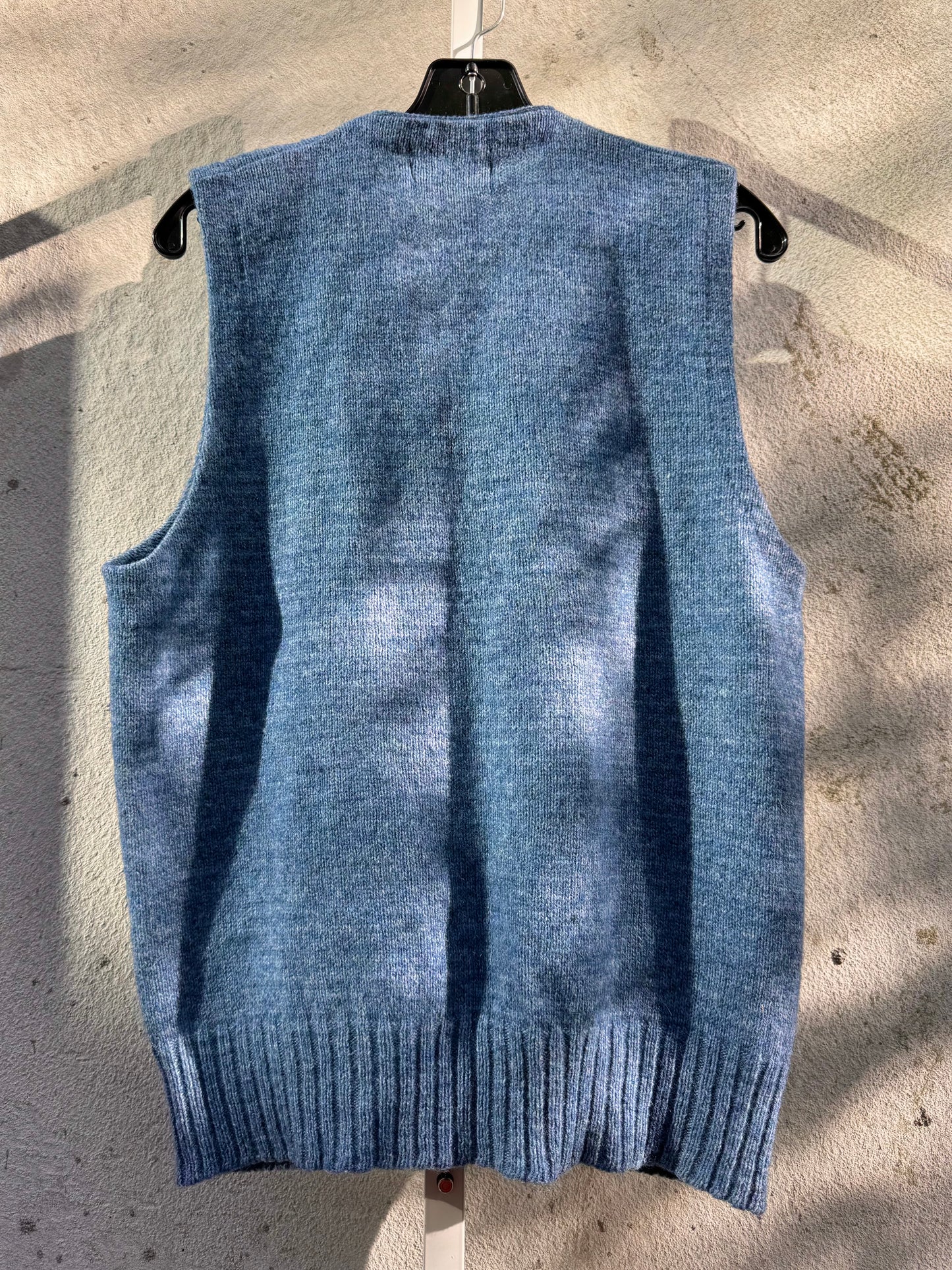 1970s Cornflower Blue Knit Cardigan Vest