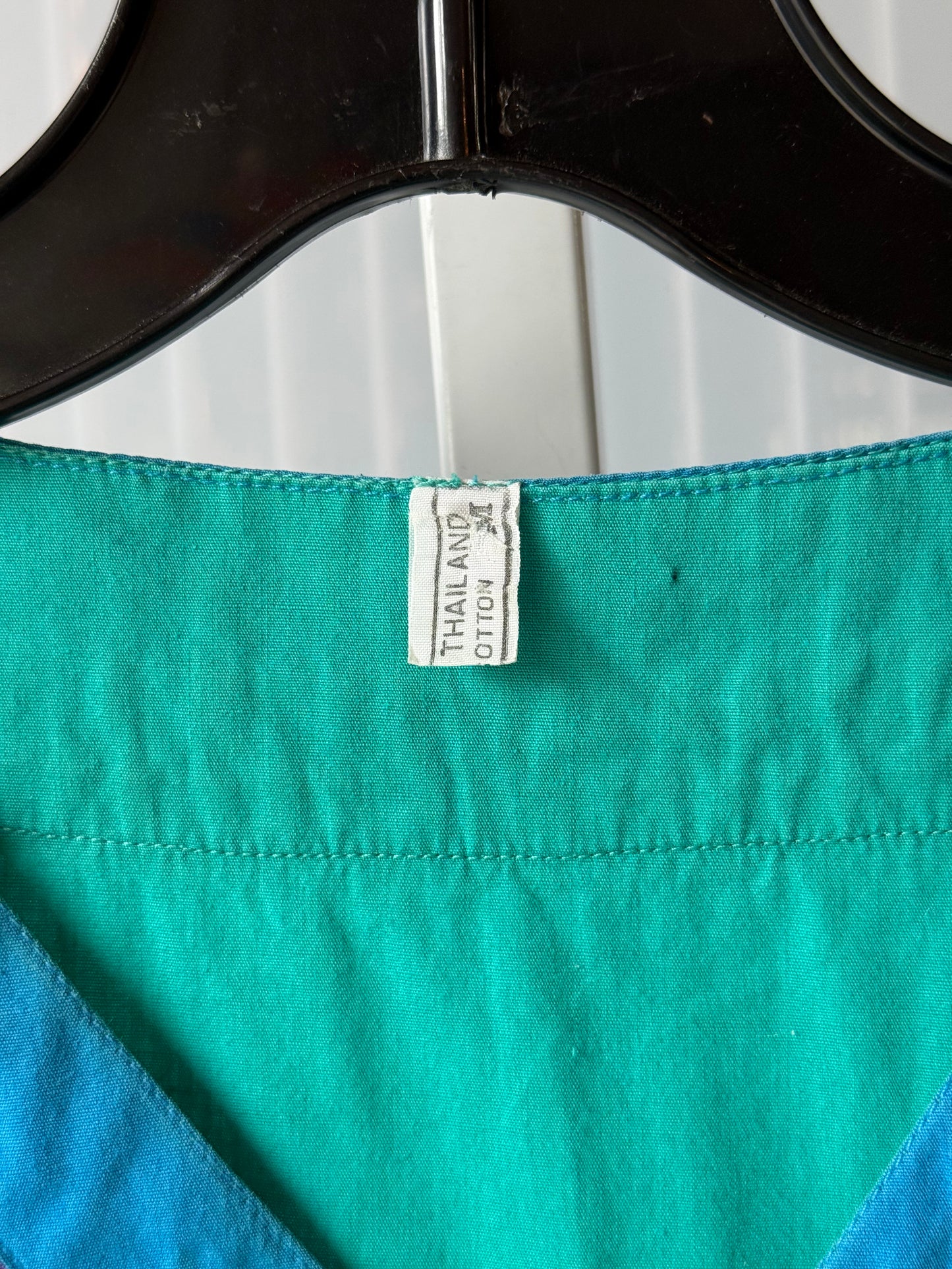 1980s Pastel Cotton Cinch Waist Sleeveless Dress
