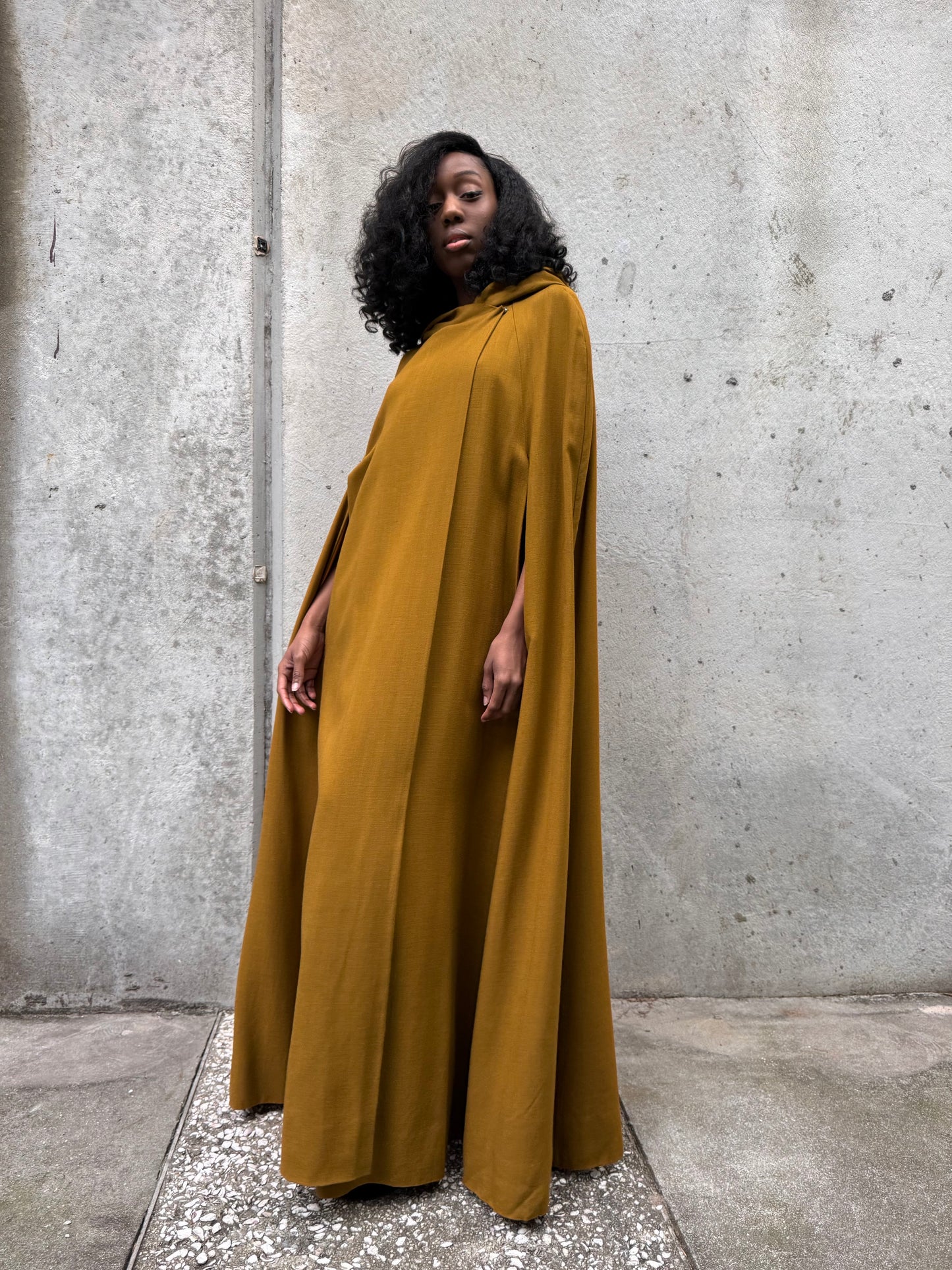 Khaki Brown Hooded Poncho