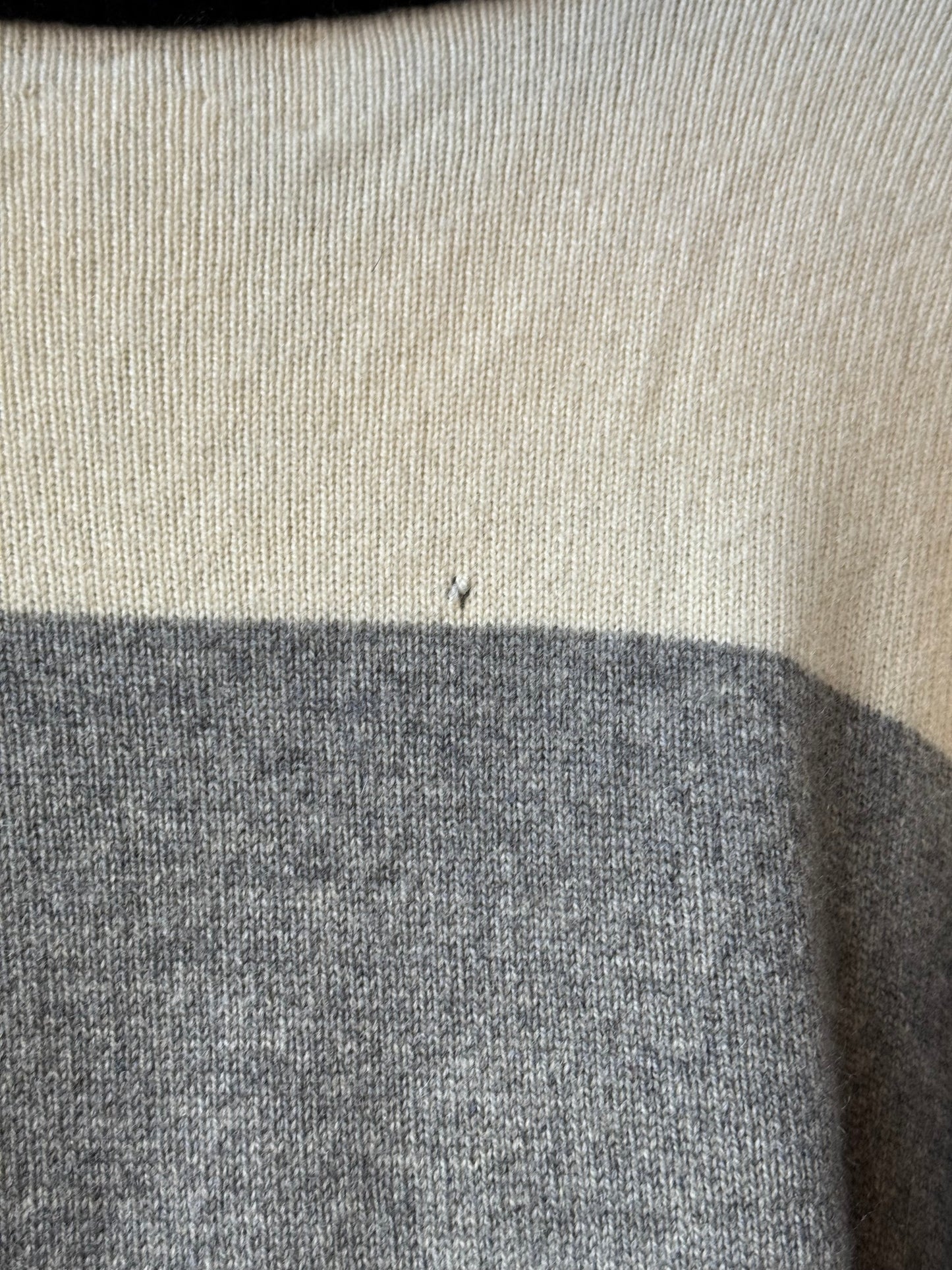 1980s Grey & White Striped Scottish Cashmere Sweater