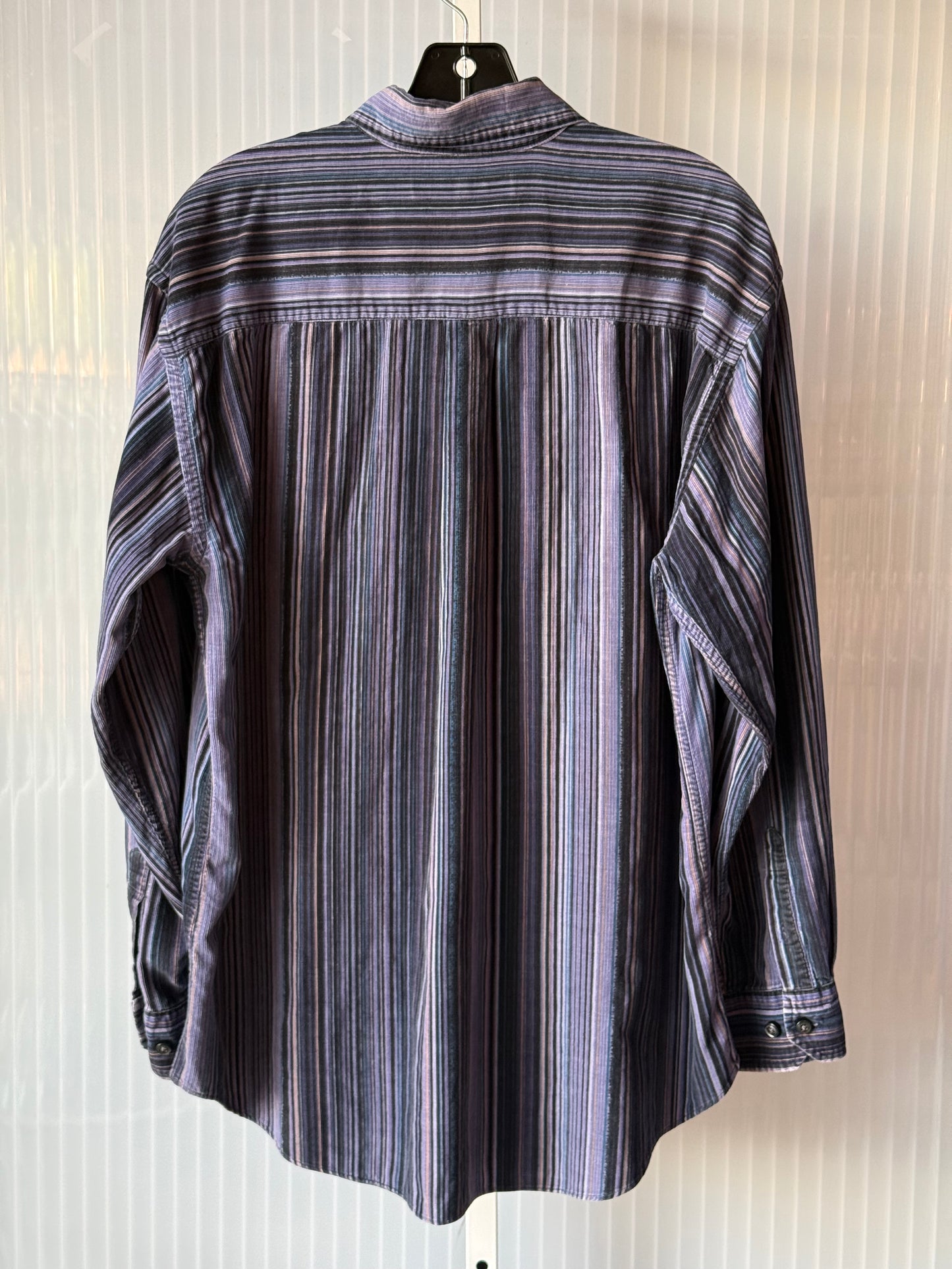 1990s Purple & Blue Striped Corduroy Button-Up Shirt