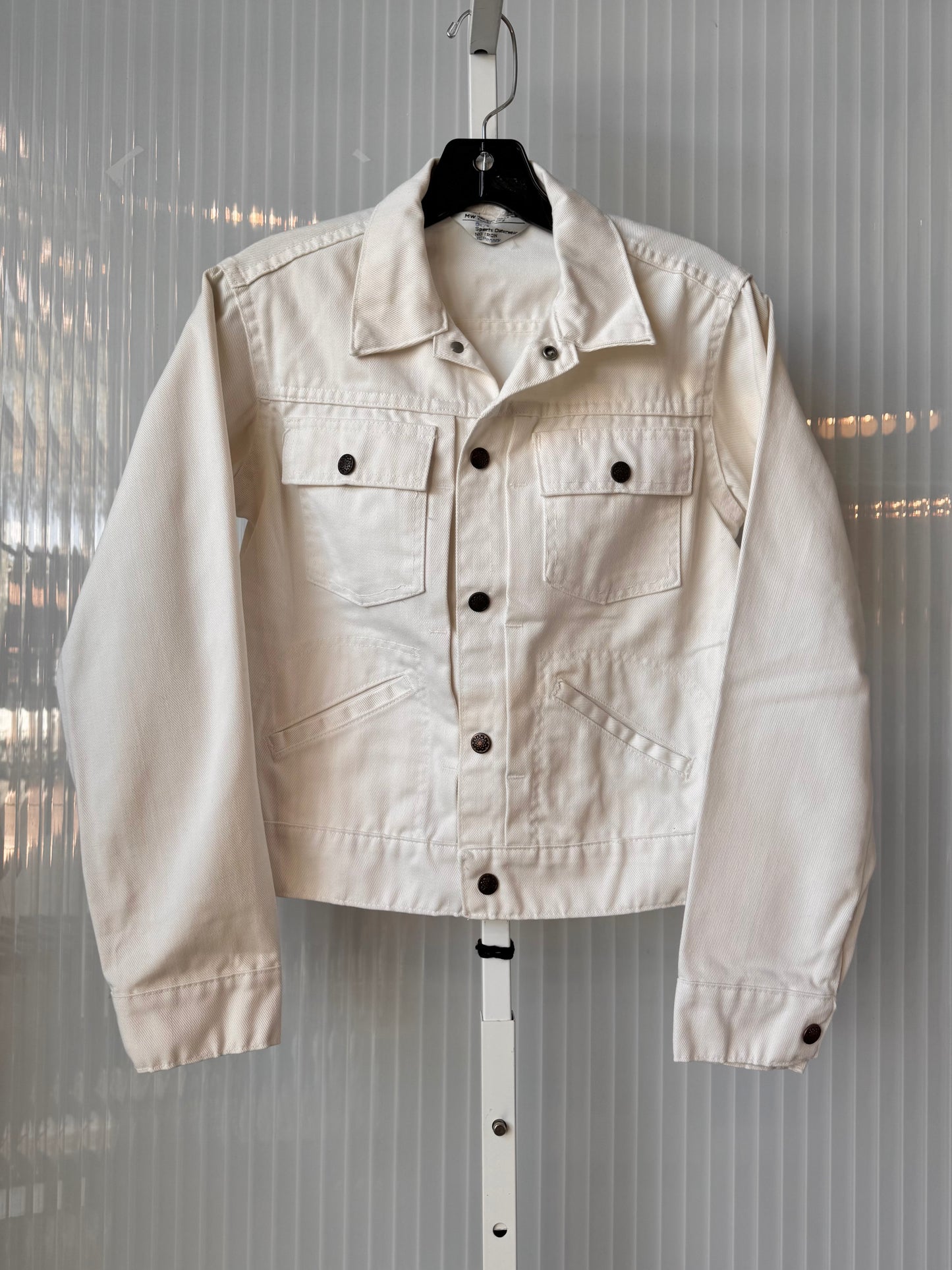 1970s JCPenneys Boy’s White Denim Jacket w/ Snap Buttons
