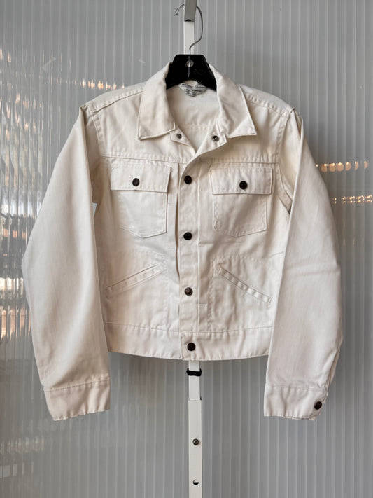 1970s JCPenneys Boy’s White Denim Jacket w/ Snap Buttons