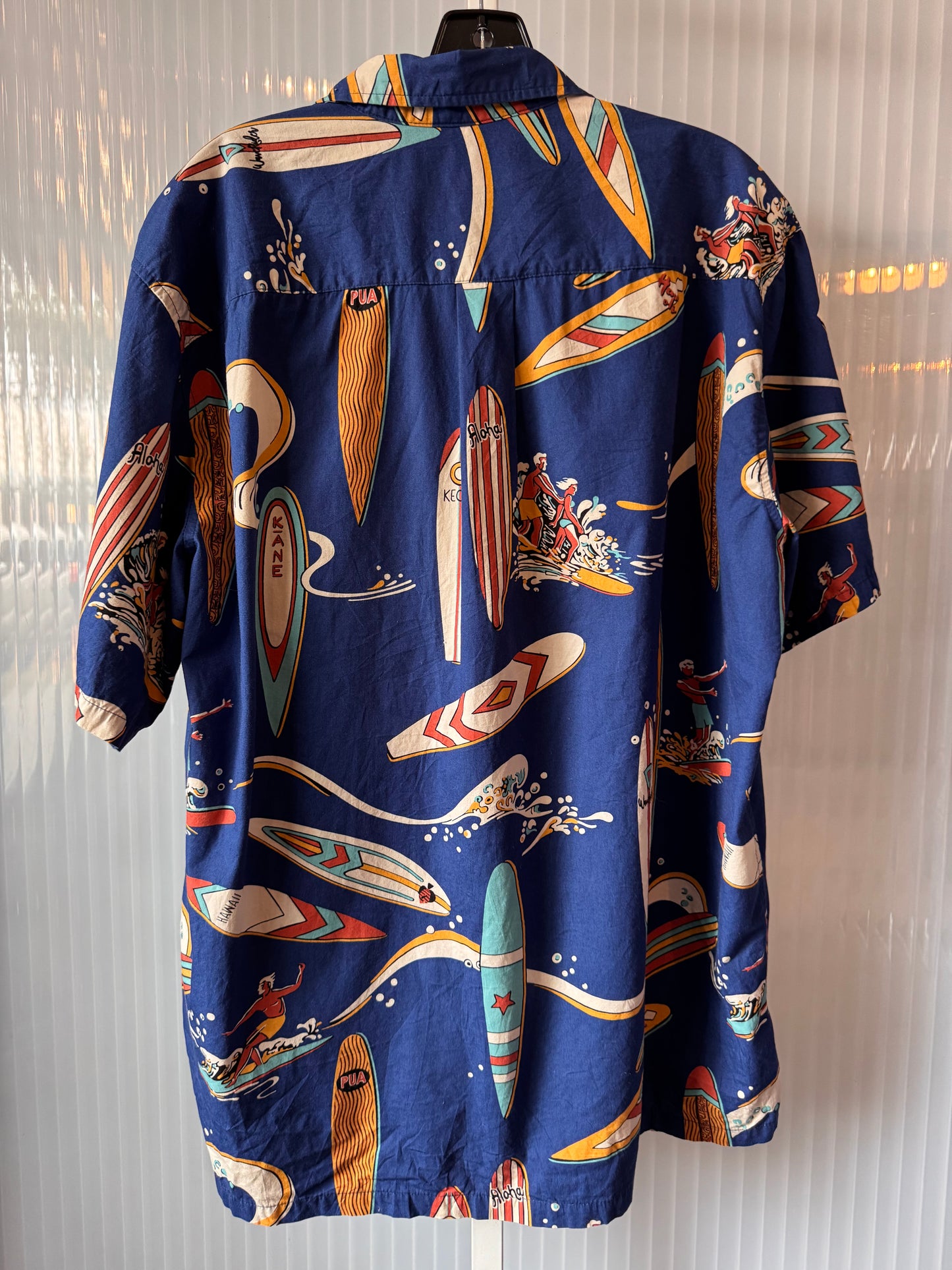 1990s Blue Hawaiian Surfboard Shirt