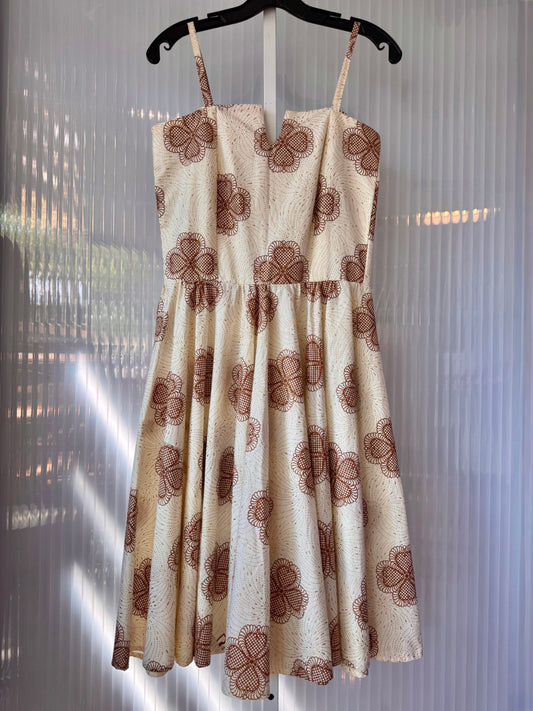 Cream & Gold Fit & Flare Dress