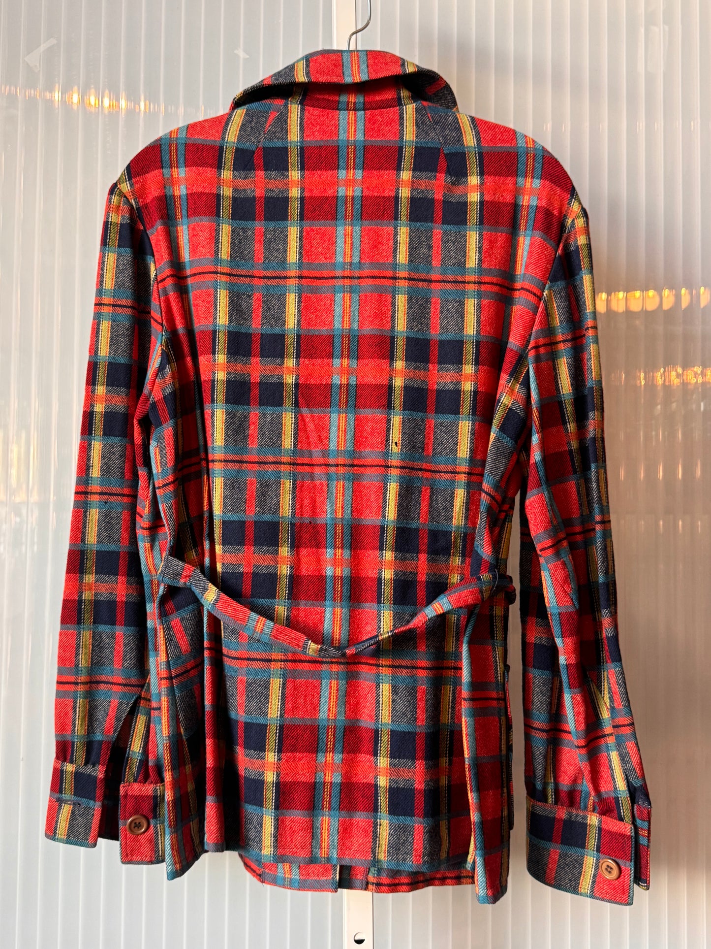 1970s Red Plaid Wool Point-Collar Jacket & Pants Set