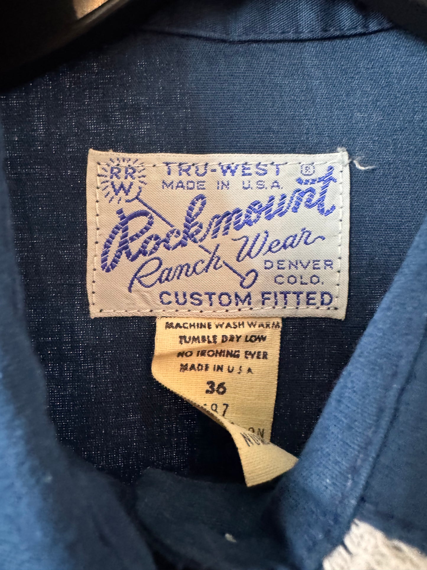 1970s Rockmount Blue & White Lace Western Blouse